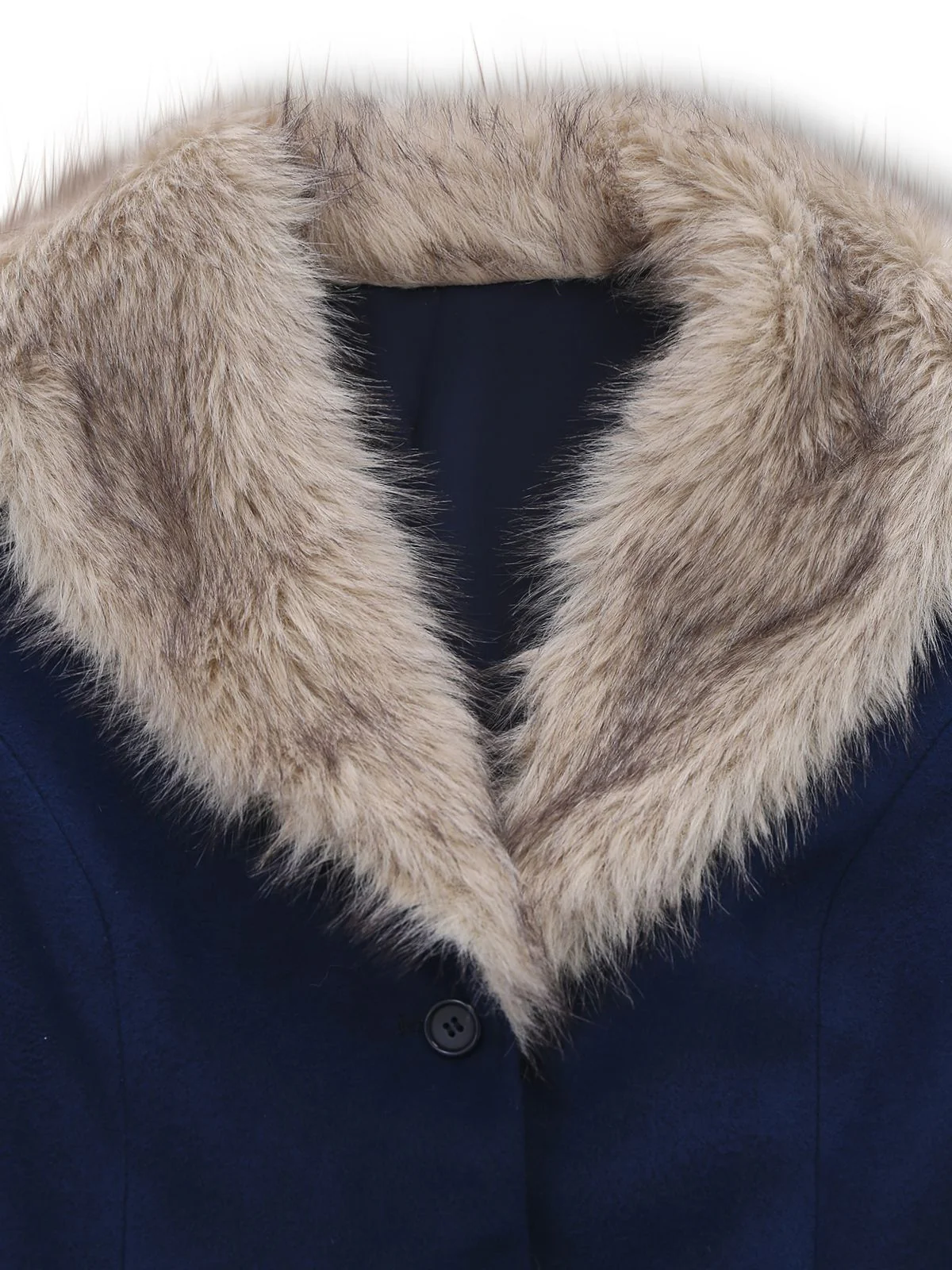 Blue 1960s Faux Fur-Lined Belted Coat - Image 7
