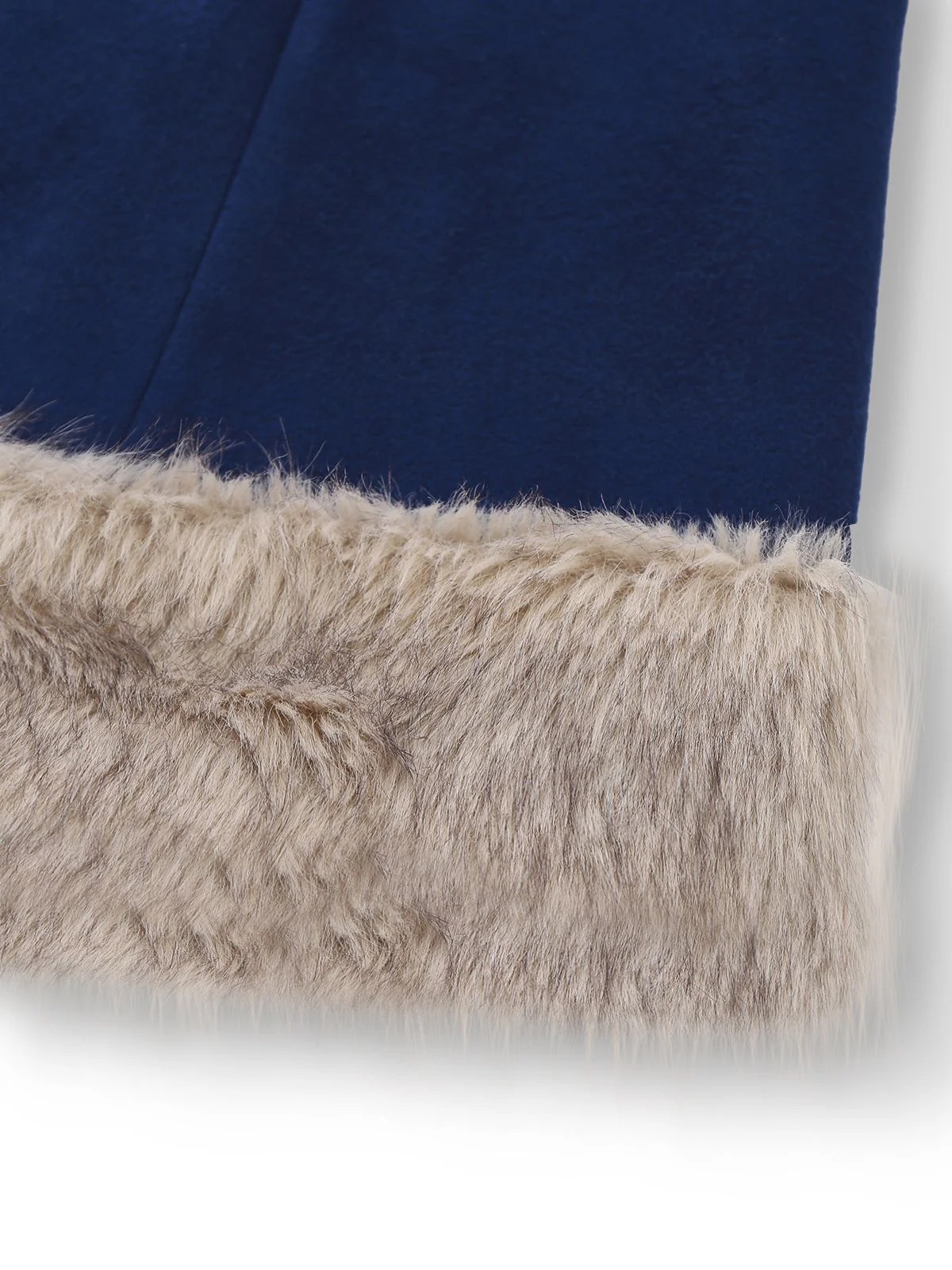 Blue 1960s Faux Fur-Lined Belted Coat - Image 8