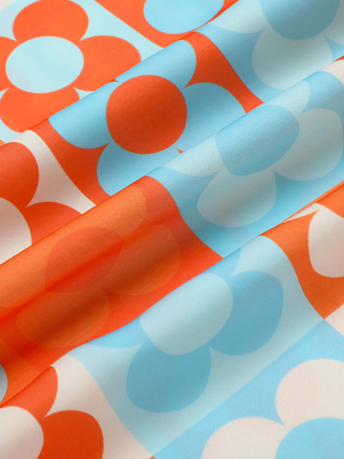 Orange & Blue 1960s Floral Stand Collar Dress - Image 7