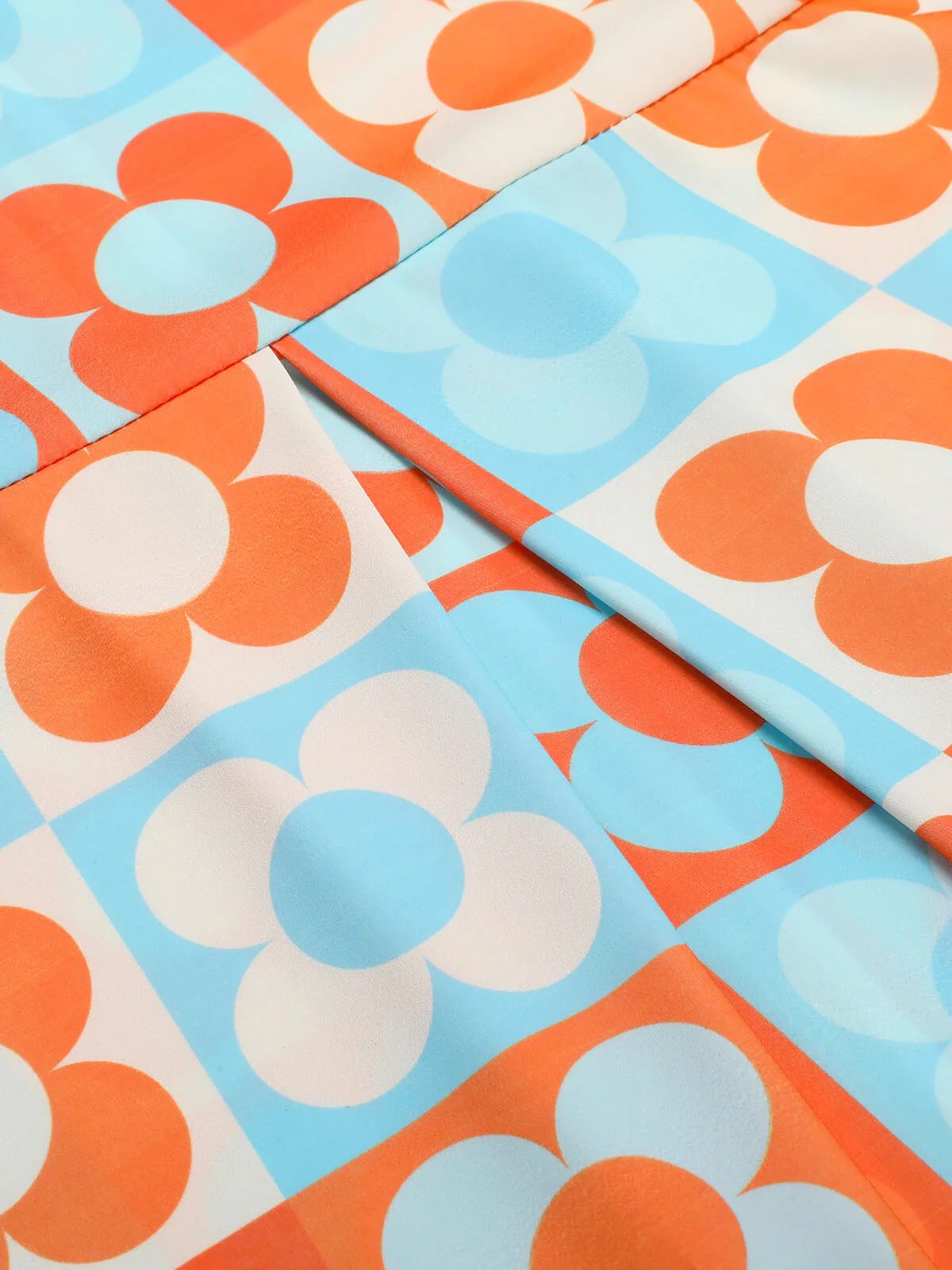 Orange & Blue 1960s Floral Stand Collar Dress - Image 6