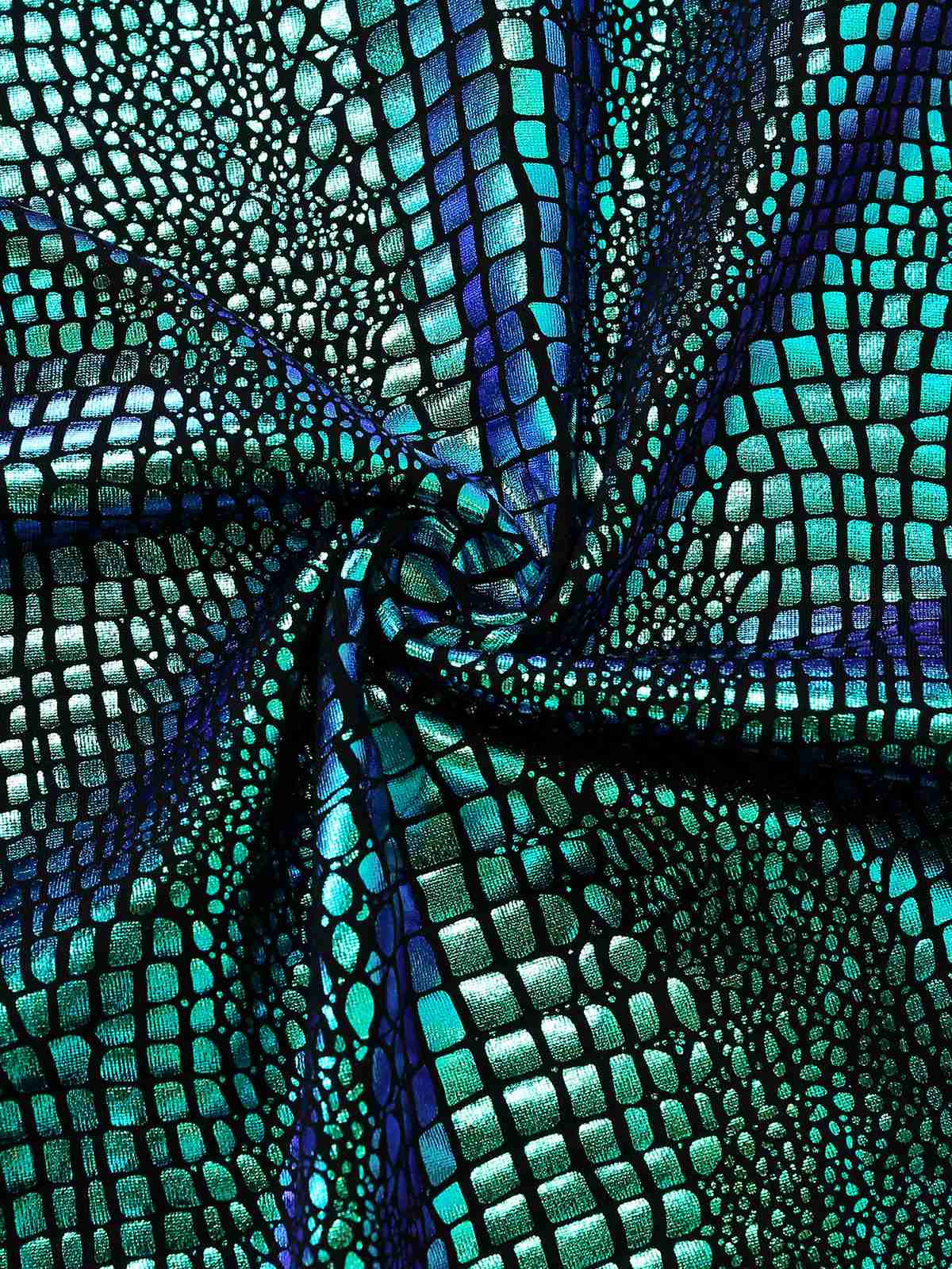 Blue 1960s Halter Metallic Iridescent Flared Jumpsuit - Image 7
