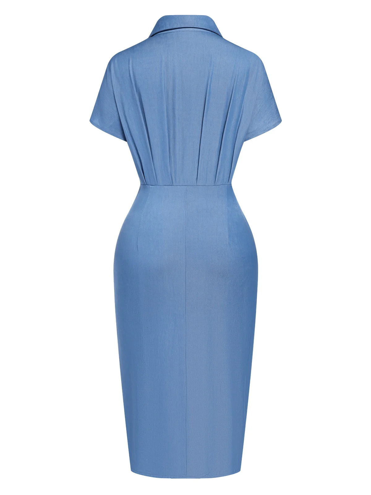 Blue 1960s Batwing Tencel Denim Shirt Dress - Image 3