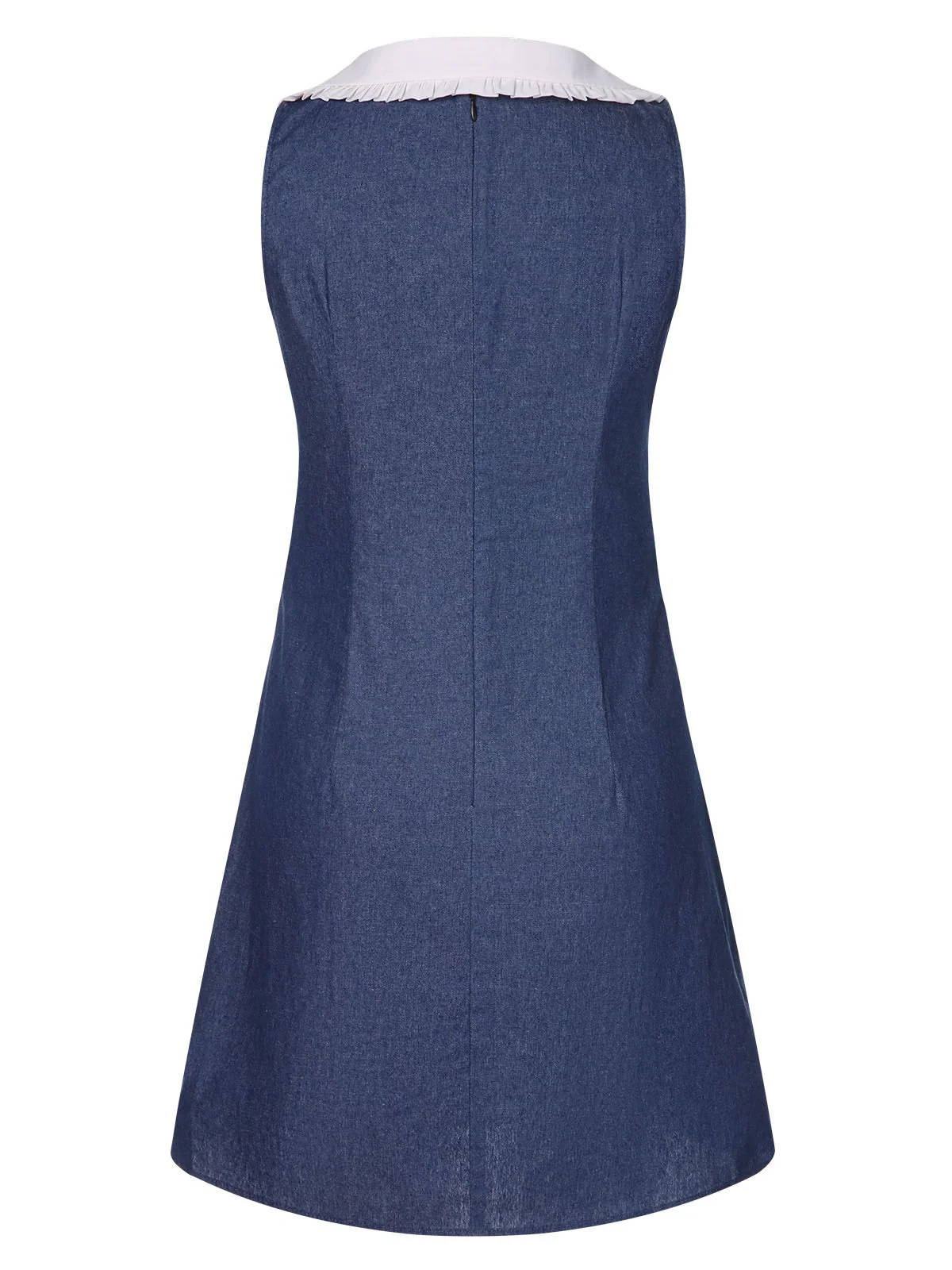 Blue 1960s Peter Pan Collar Denim Dress - Image 3