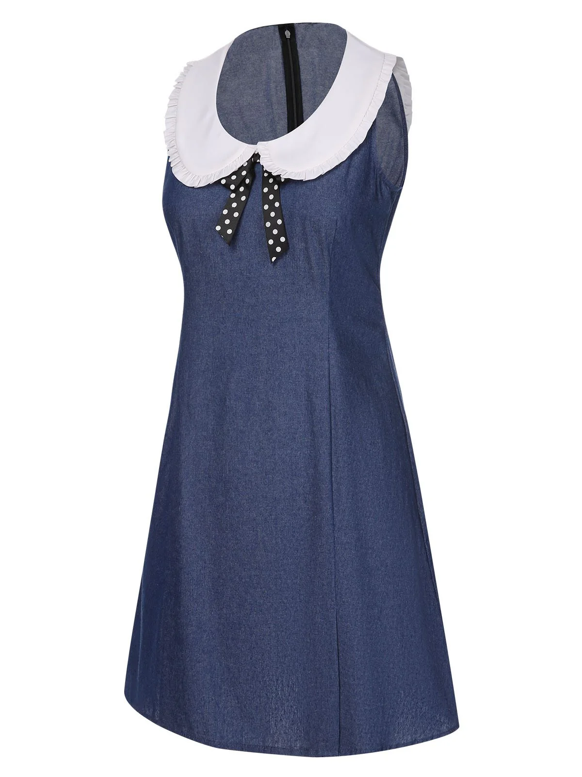 Blue 1960s Peter Pan Collar Denim Dress - Image 4