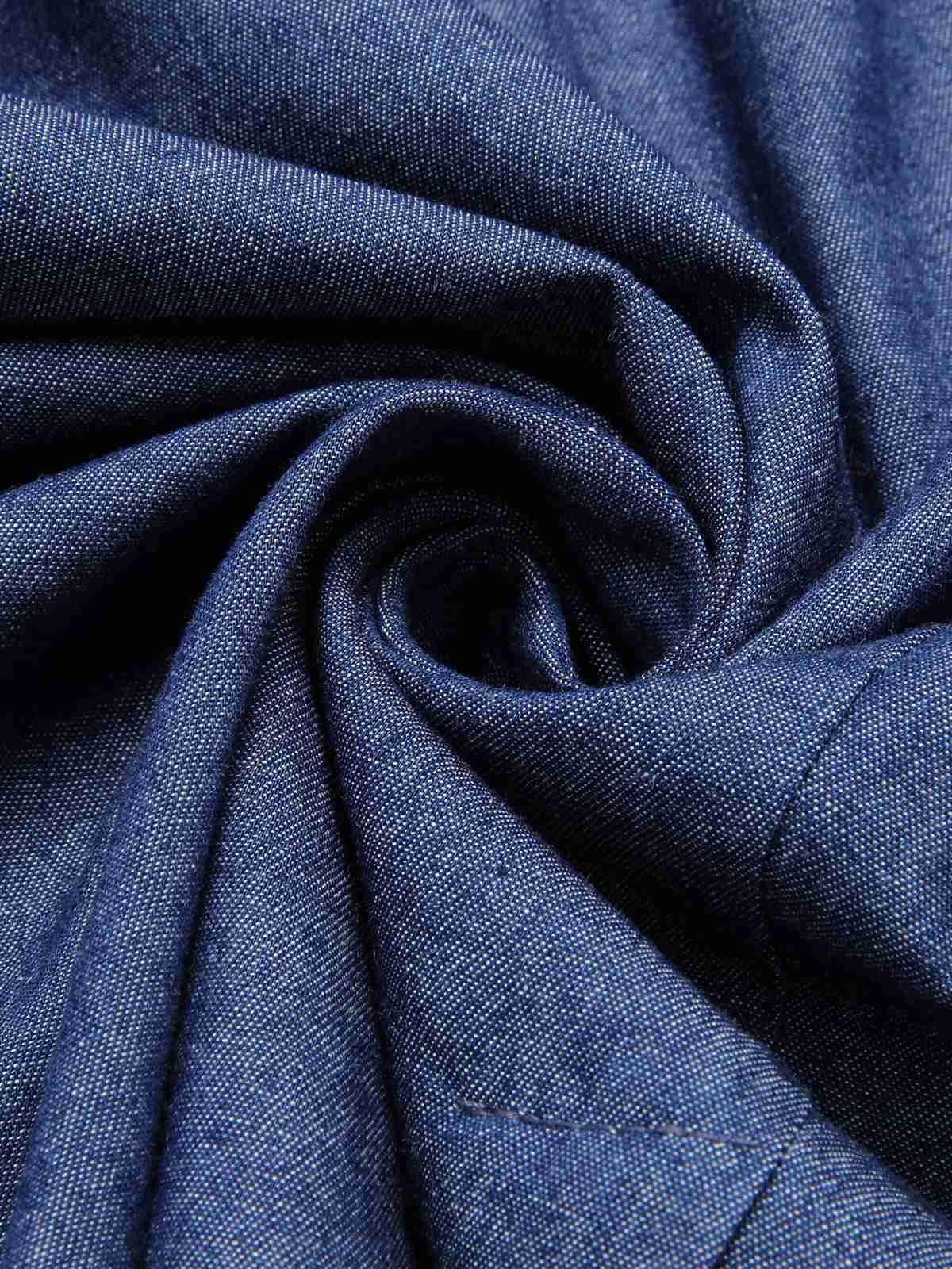 Blue 1960s Peter Pan Collar Denim Dress - Image 6