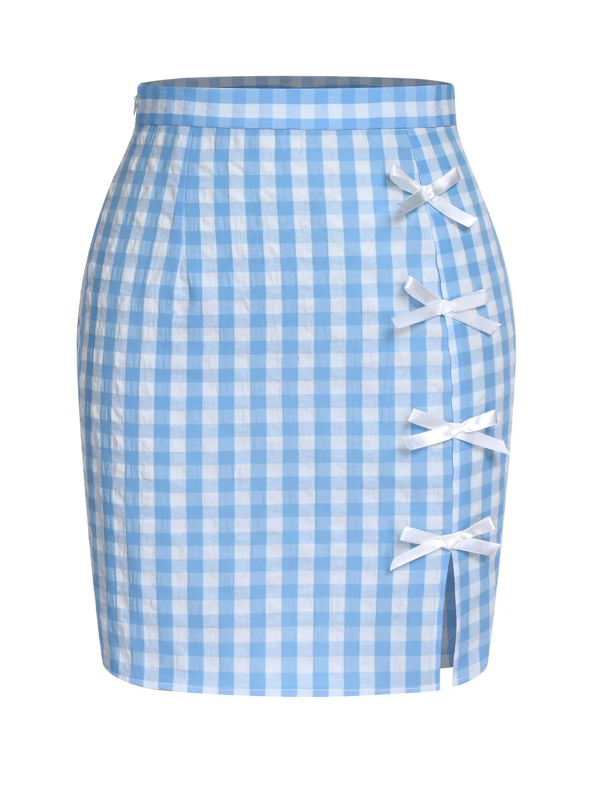 Blue 1960s Plaid BowKnot Skirts - Image 2