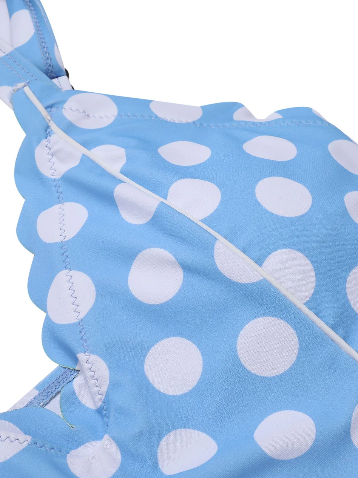 Blue 1960s Polka Dot Petal Neck Swimsuit - Image 6