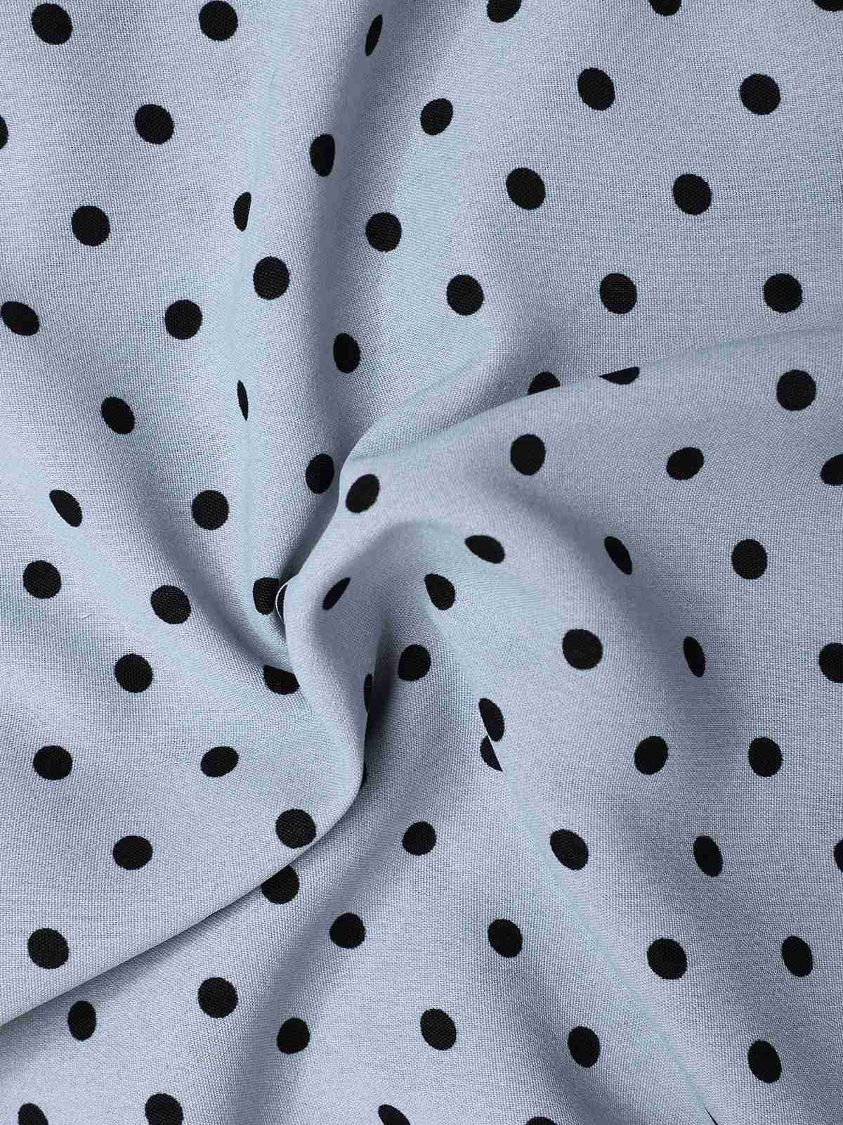 Blue 1960s Polka Dot V-Neck Pencil Dress - Image 4