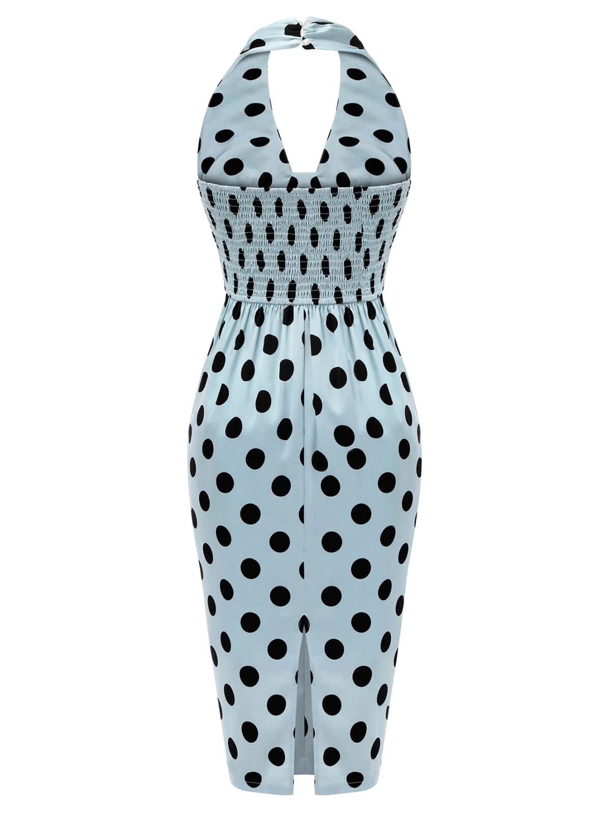 Blue 1960s Polks Dots Pencil Dress - Image 4