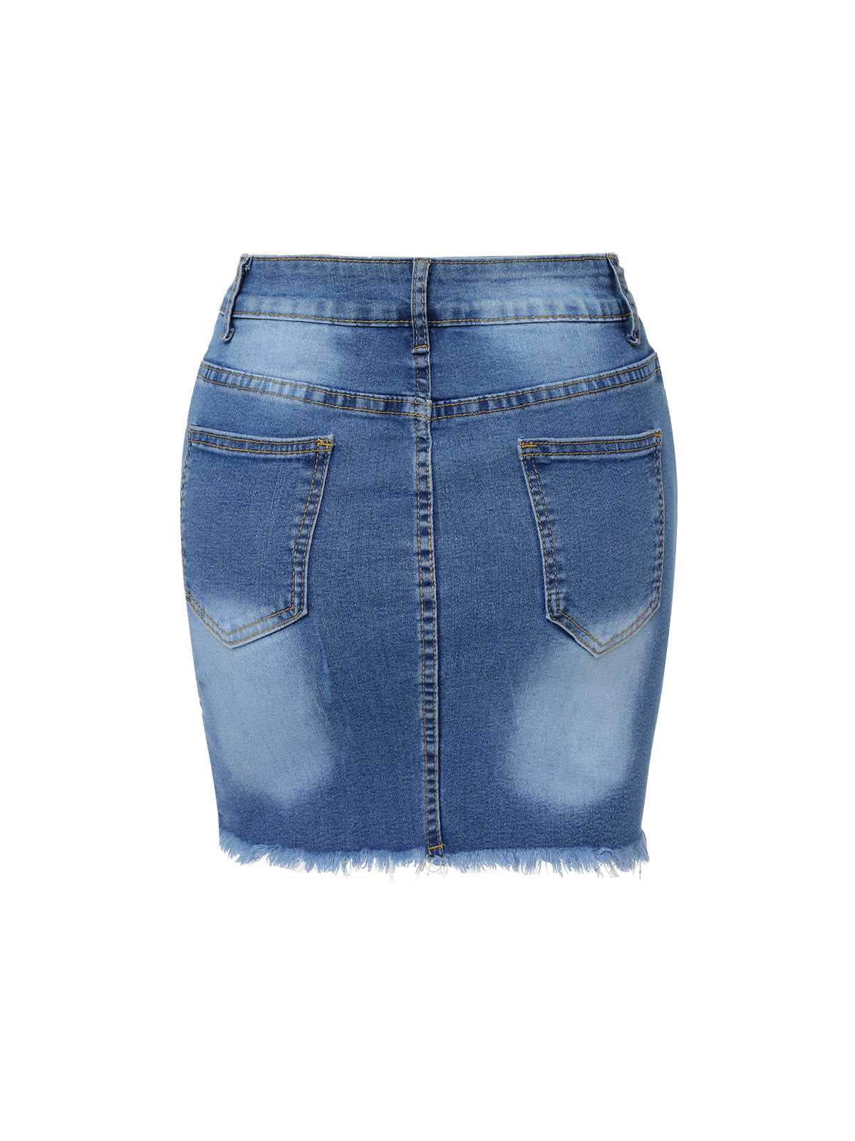 Blue 1960s Ripped Denim Skirt - Image 3