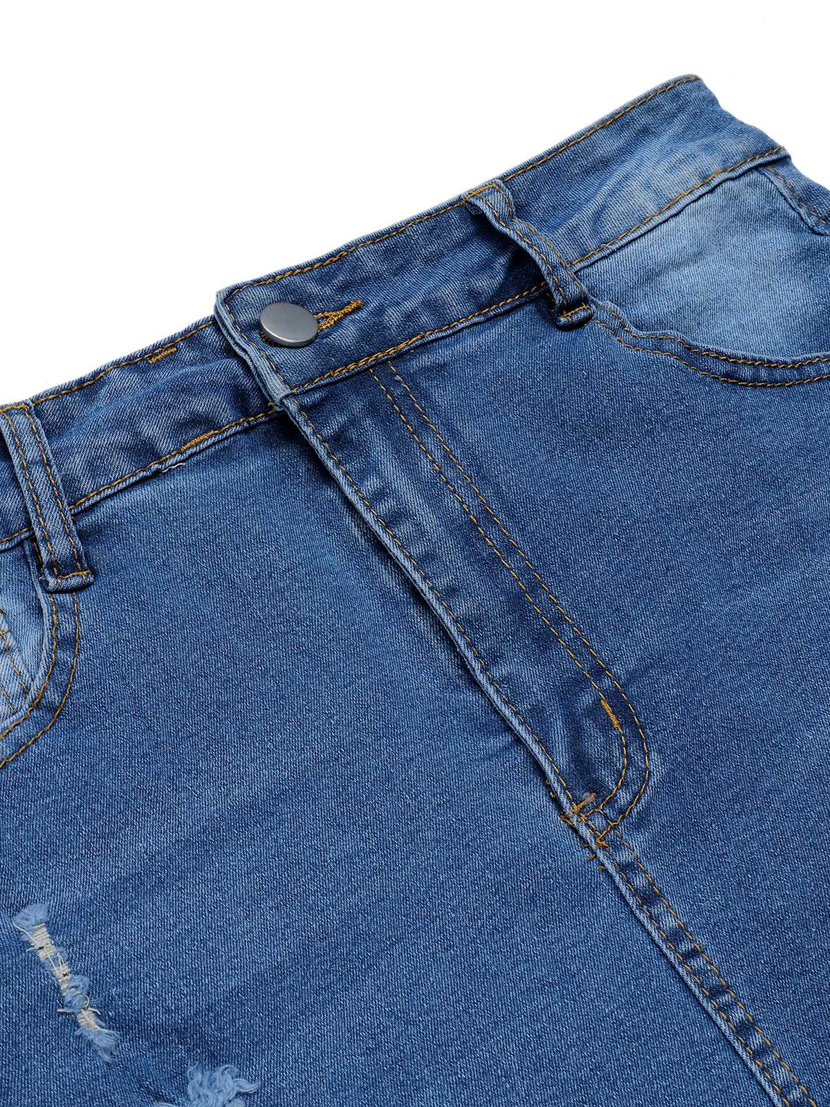 Blue 1960s Ripped Denim Skirt - Image 4