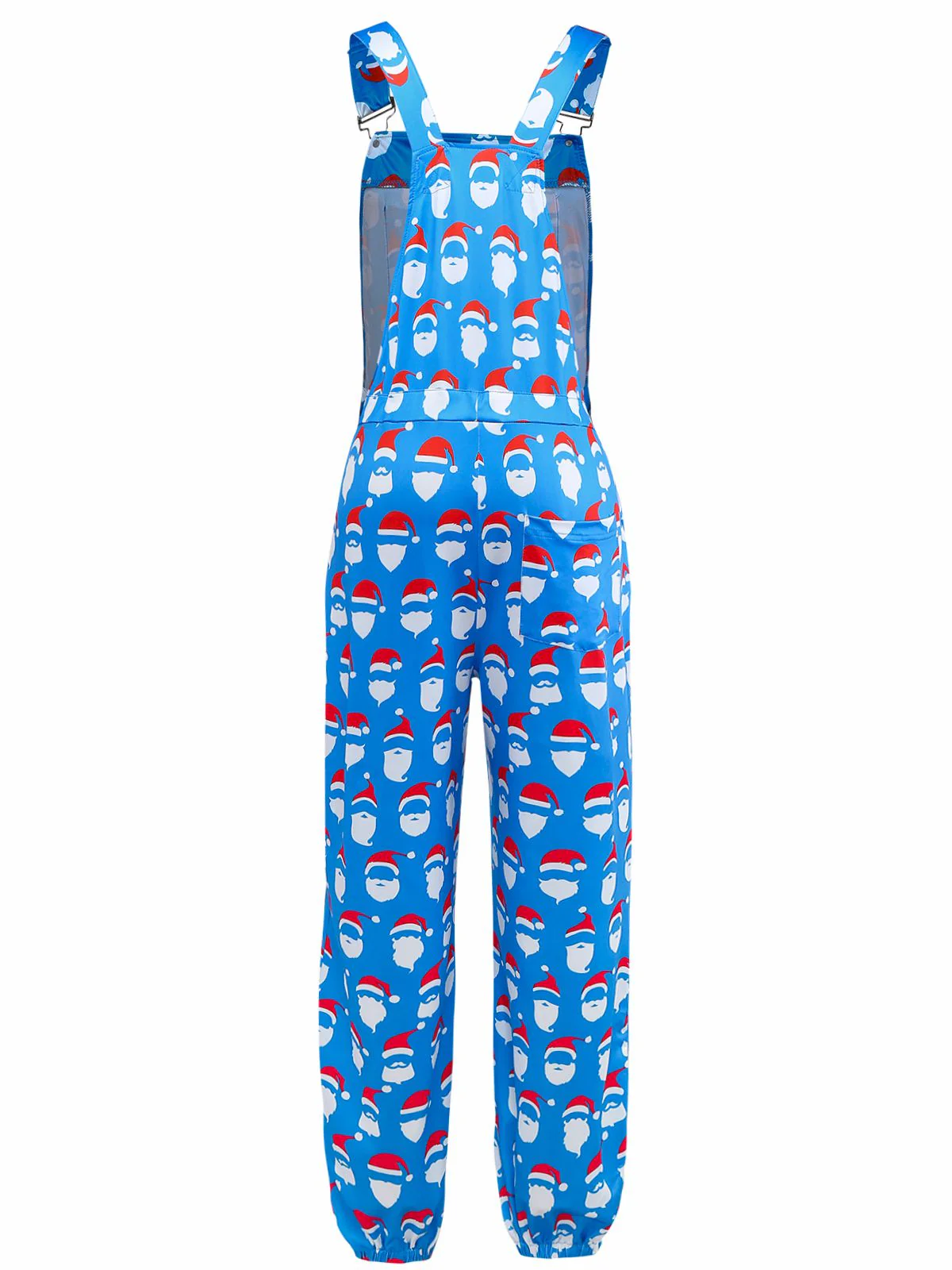 Blue 1960s Santa Claus Print Overalls Jumpsuit - Image 3