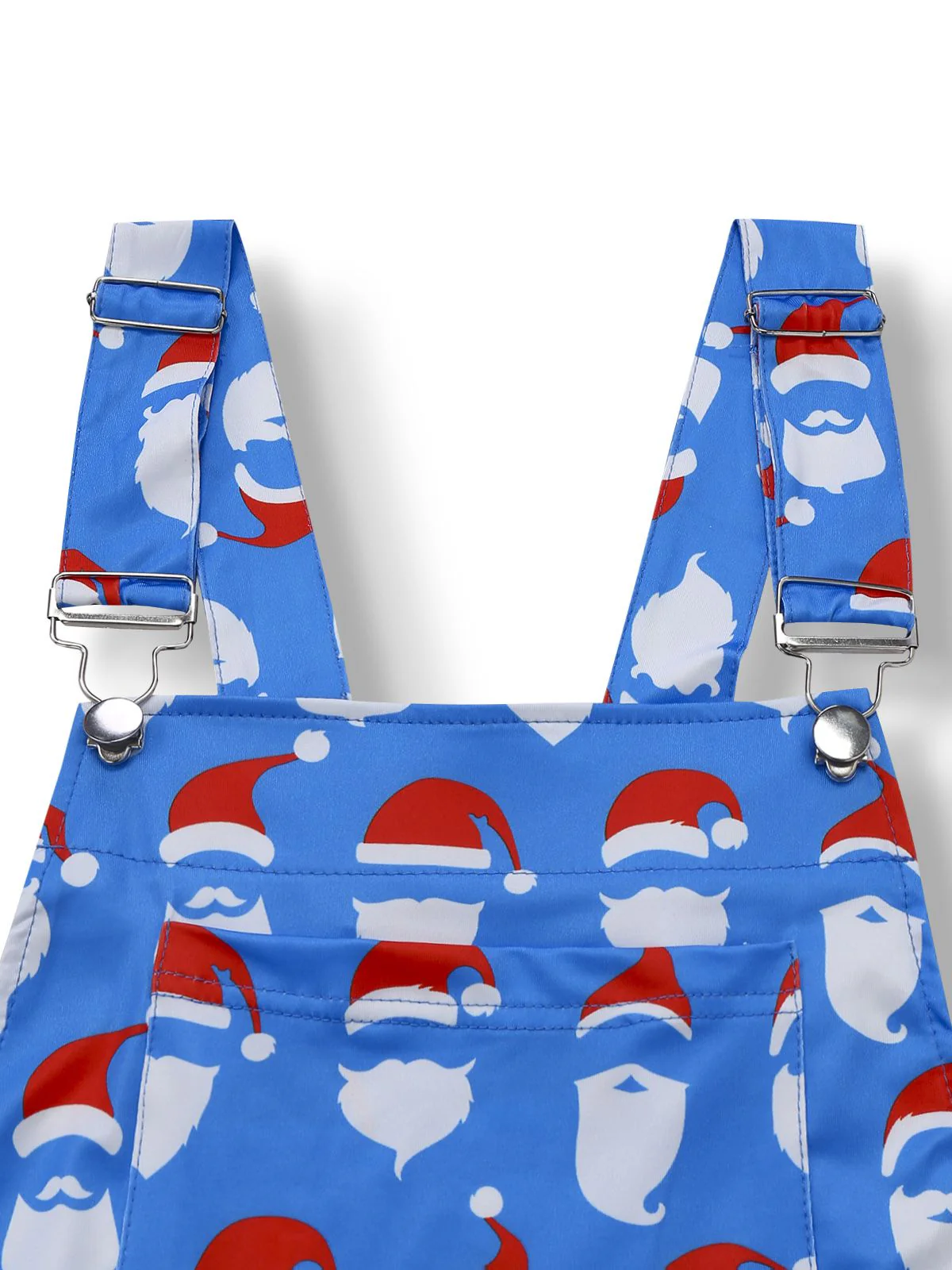 Blue 1960s Santa Claus Print Overalls Jumpsuit - Image 6