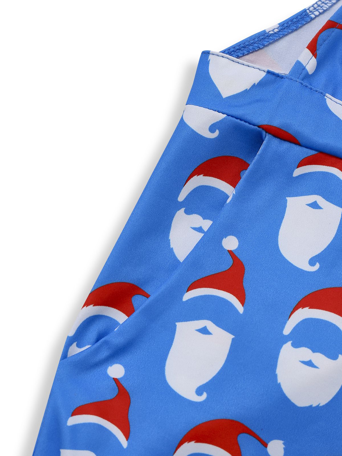 Blue 1960s Santa Claus Print Overalls Jumpsuit - Image 7