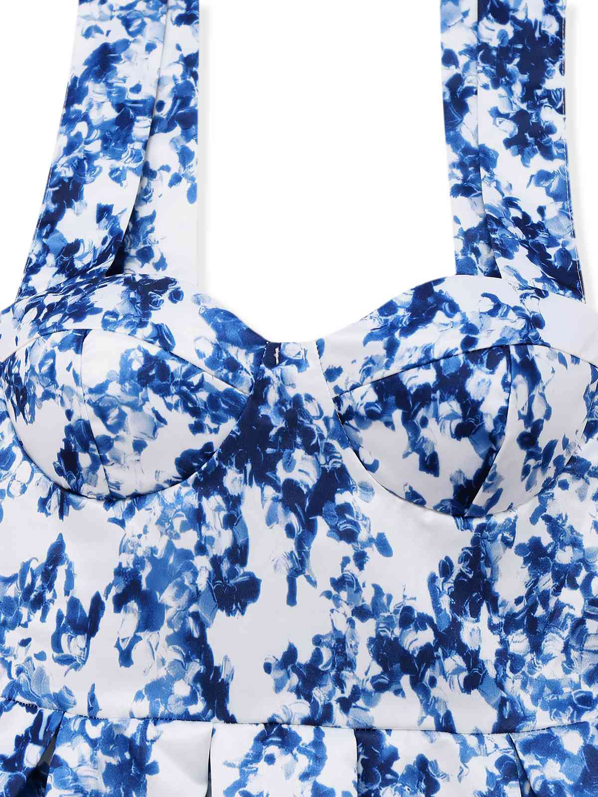 Blue 1960s Shoulder Tie Floral Skater Dress - Image 3