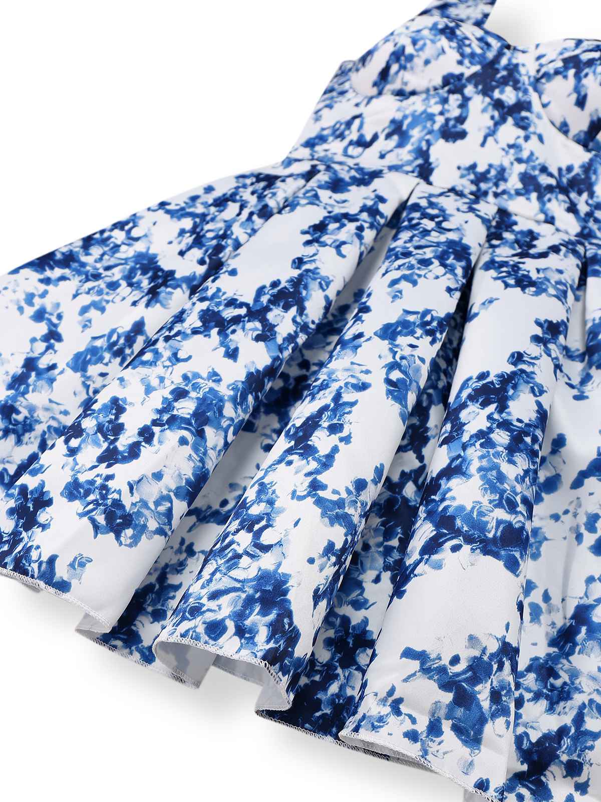 Blue 1960s Shoulder Tie Floral Skater Dress - Image 4