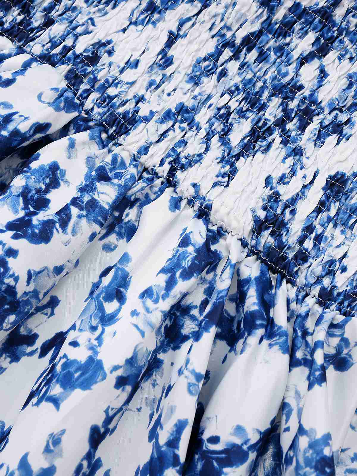 Blue 1960s Shoulder Tie Floral Skater Dress - Image 6