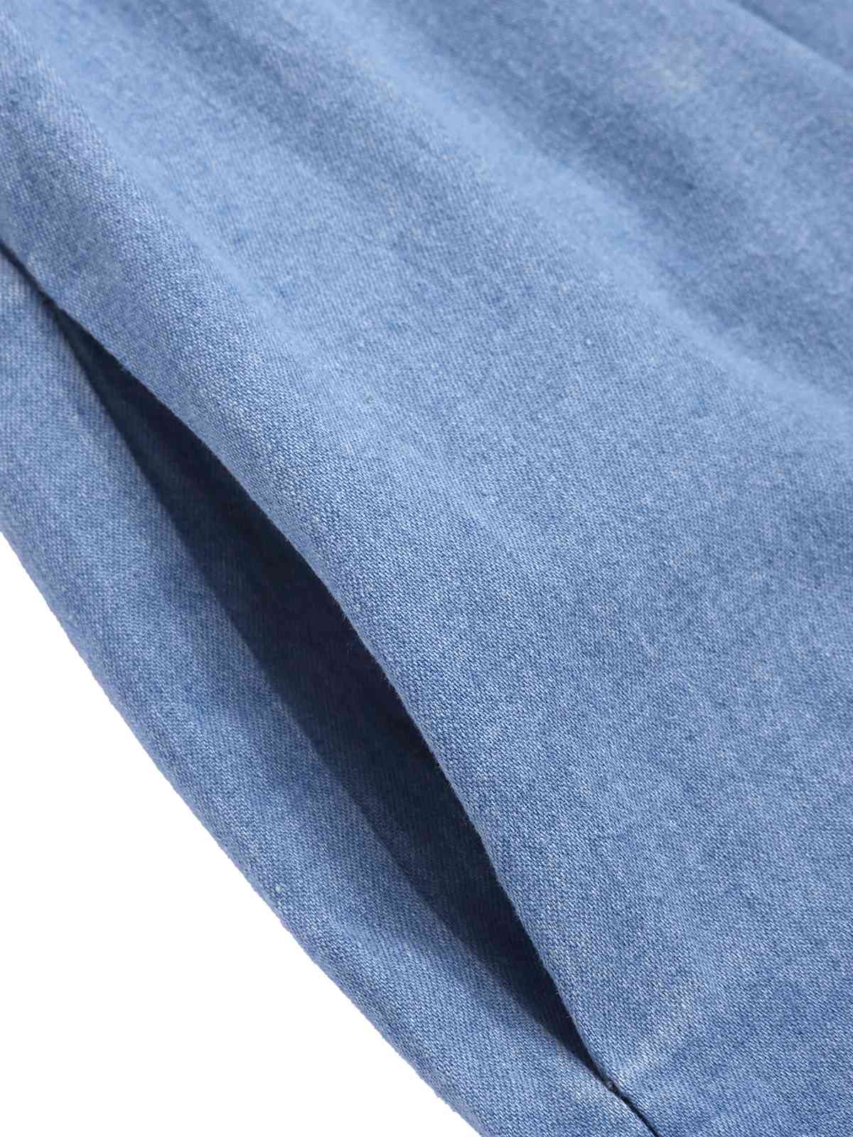 Blue 1960s Shoulder Tie Smocked Denim Romper - Image 3