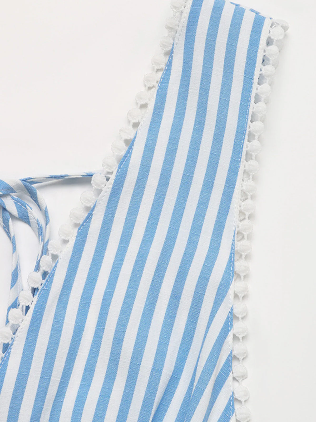 Blue 1960s Sleeveless Deep V-Neck Backless Striped Dress - Image 6
