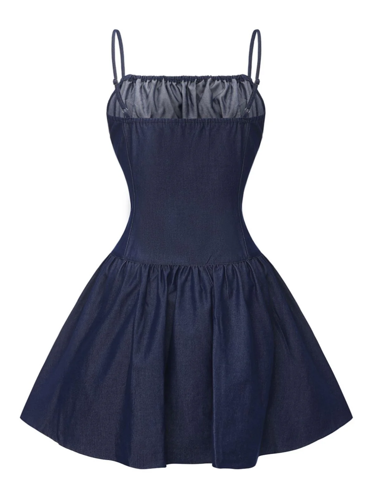 Blue 1960s Spaghetti Strap Ruched Mini Dress - Image 3