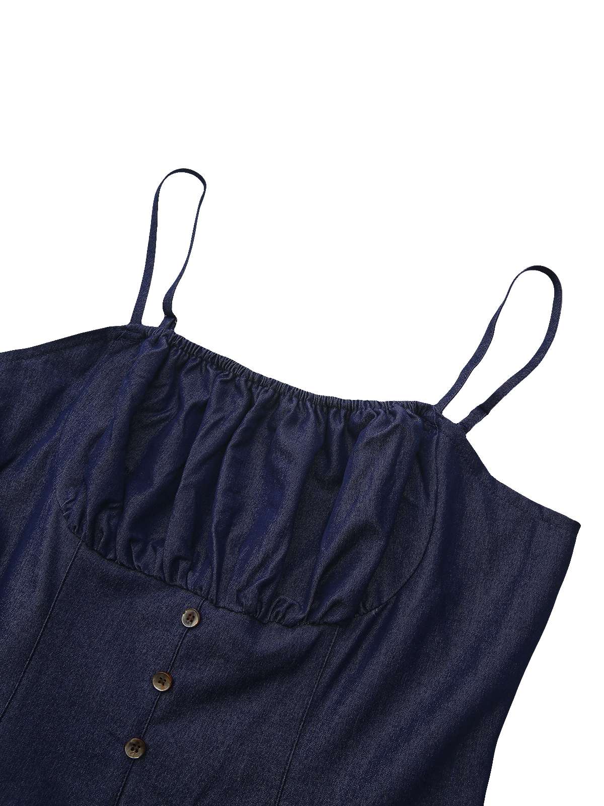 Blue 1960s Spaghetti Strap Ruched Mini Dress - Image 4