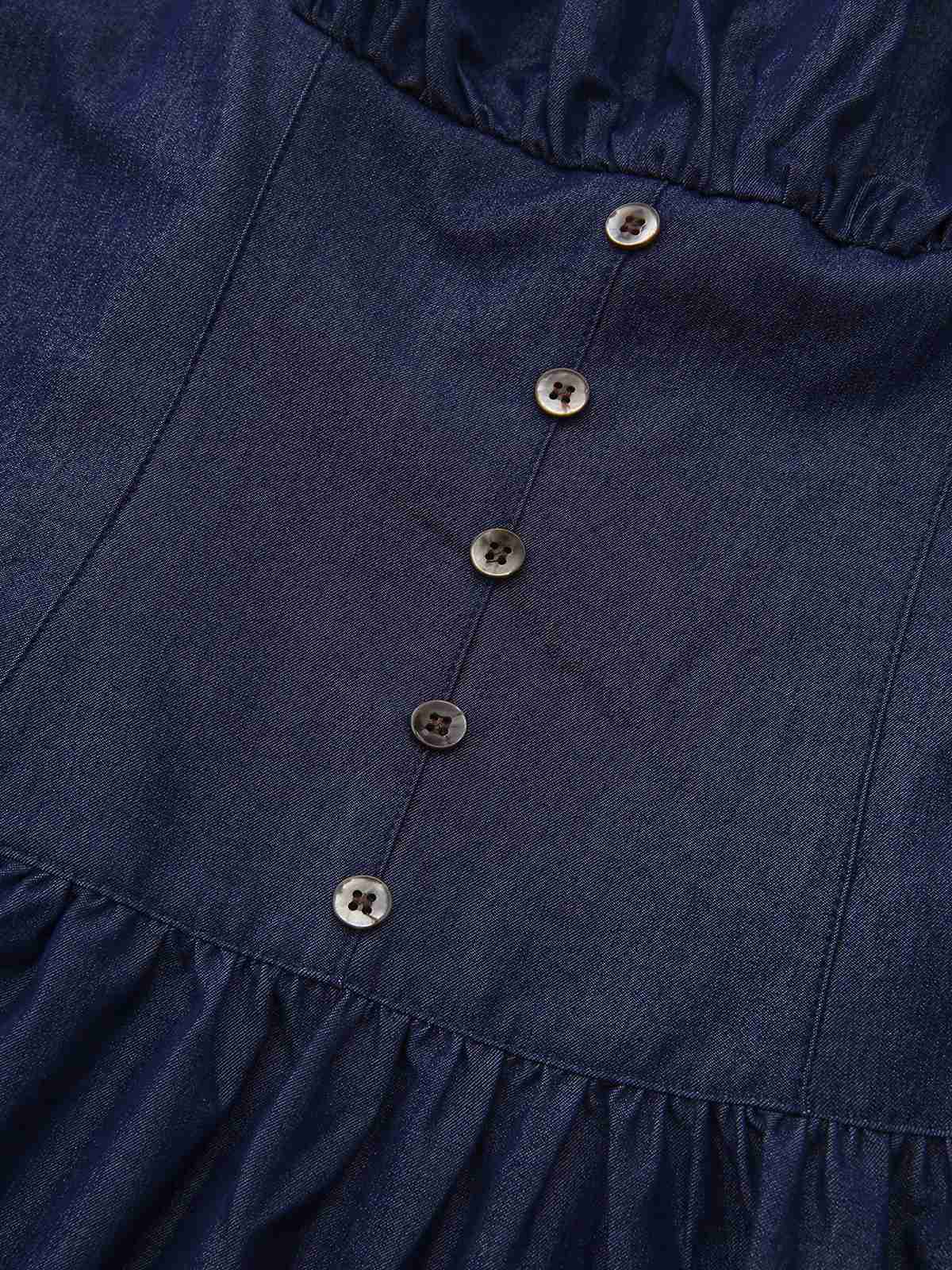 Blue 1960s Spaghetti Strap Ruched Mini Dress - Image 6