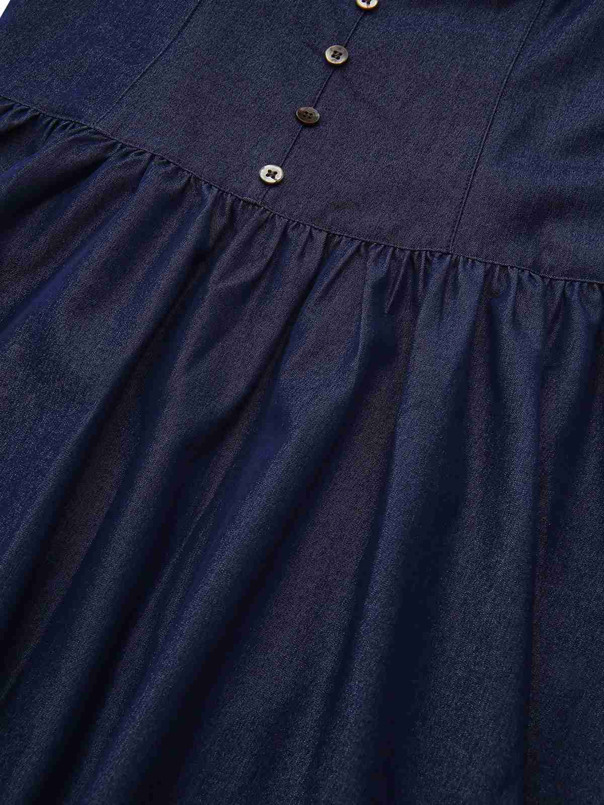 Blue 1960s Spaghetti Strap Ruched Mini Dress - Image 8