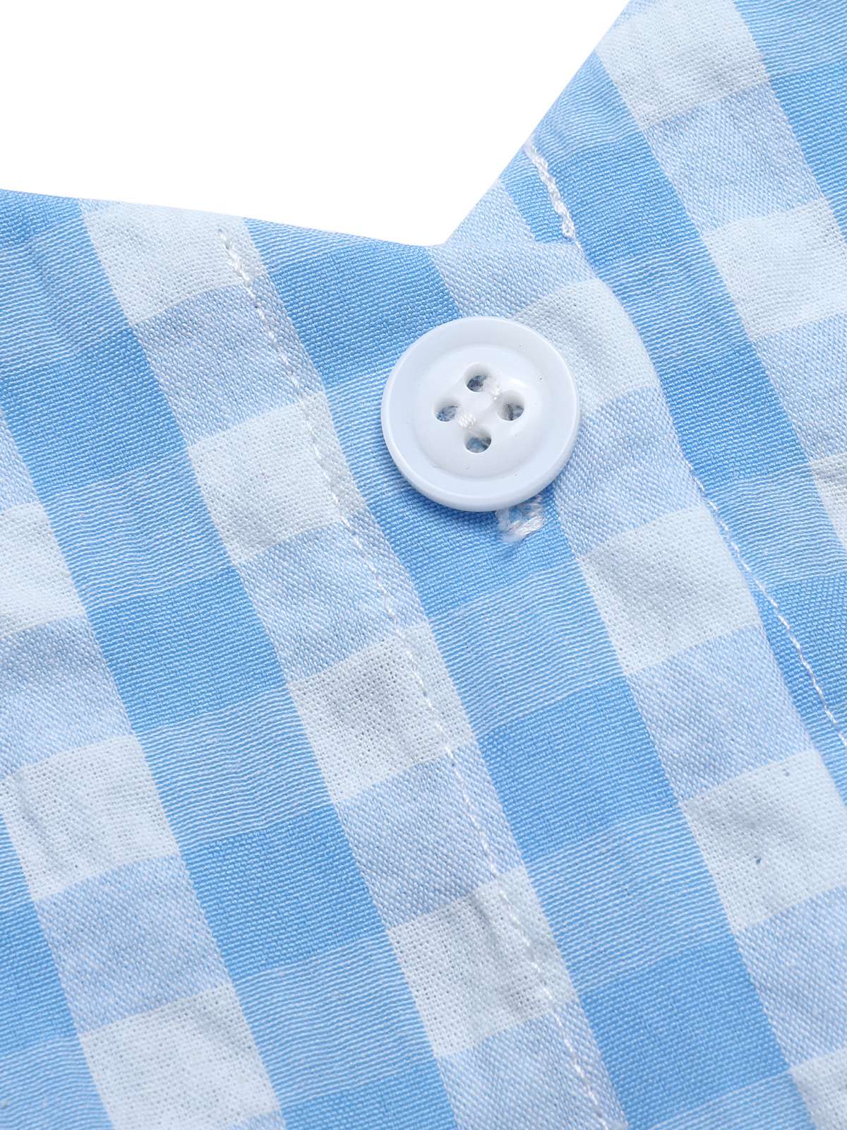 Blue 1960s Straps Plaid Ruffled Hem Tops - Image 5