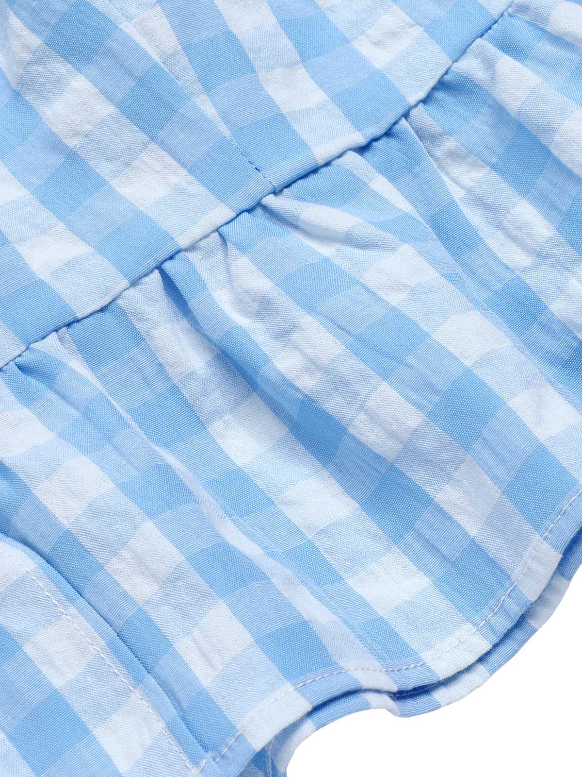 Blue 1960s Straps Plaid Ruffled Hem Tops - Image 6