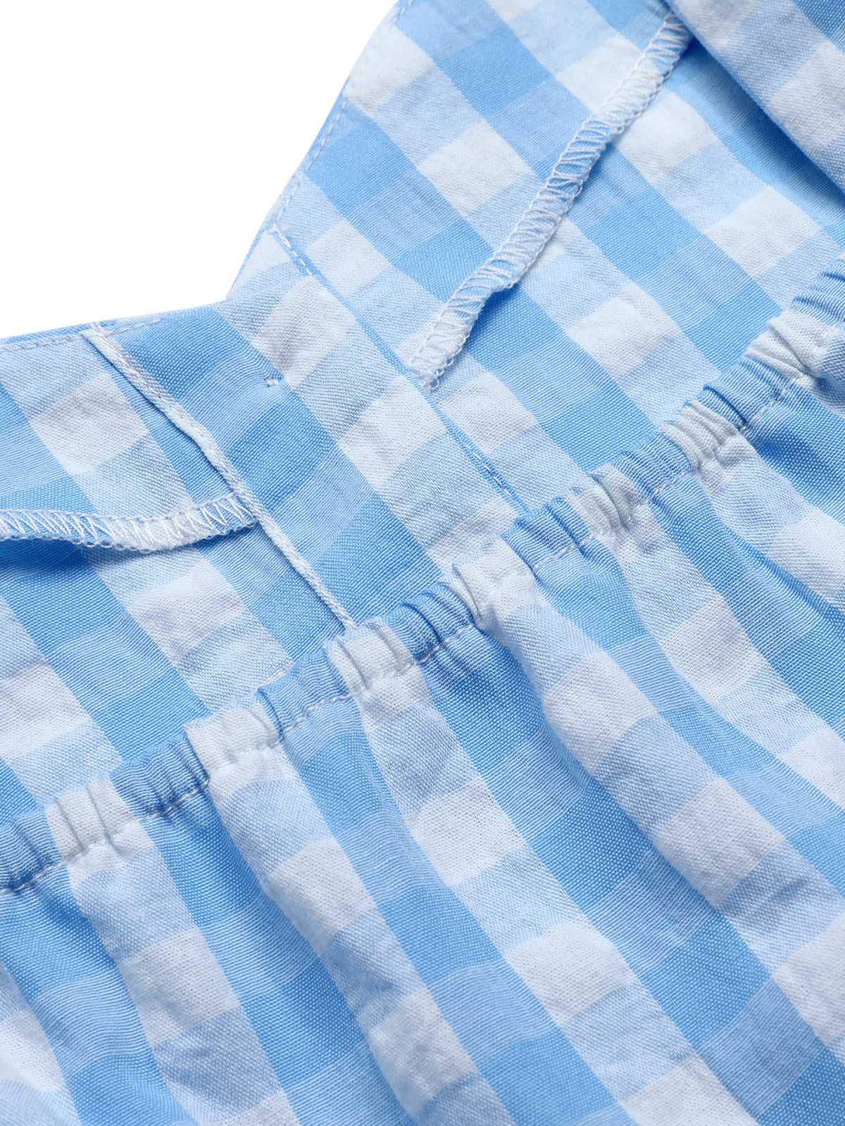 Blue 1960s Straps Plaid Ruffled Hem Tops - Image 7