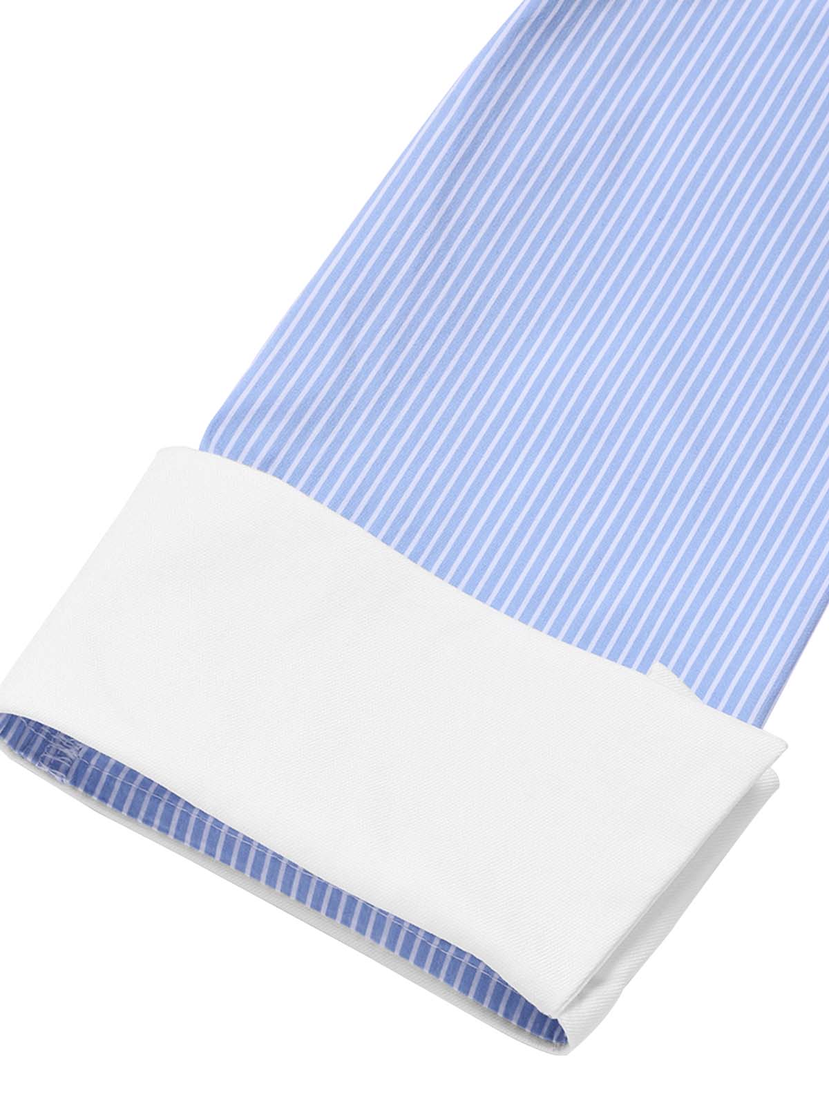 [Pre-Sale] Blue 1960s Striped 3/4 Sleeve Faux Two-Piece Lapel Dress - Image 7