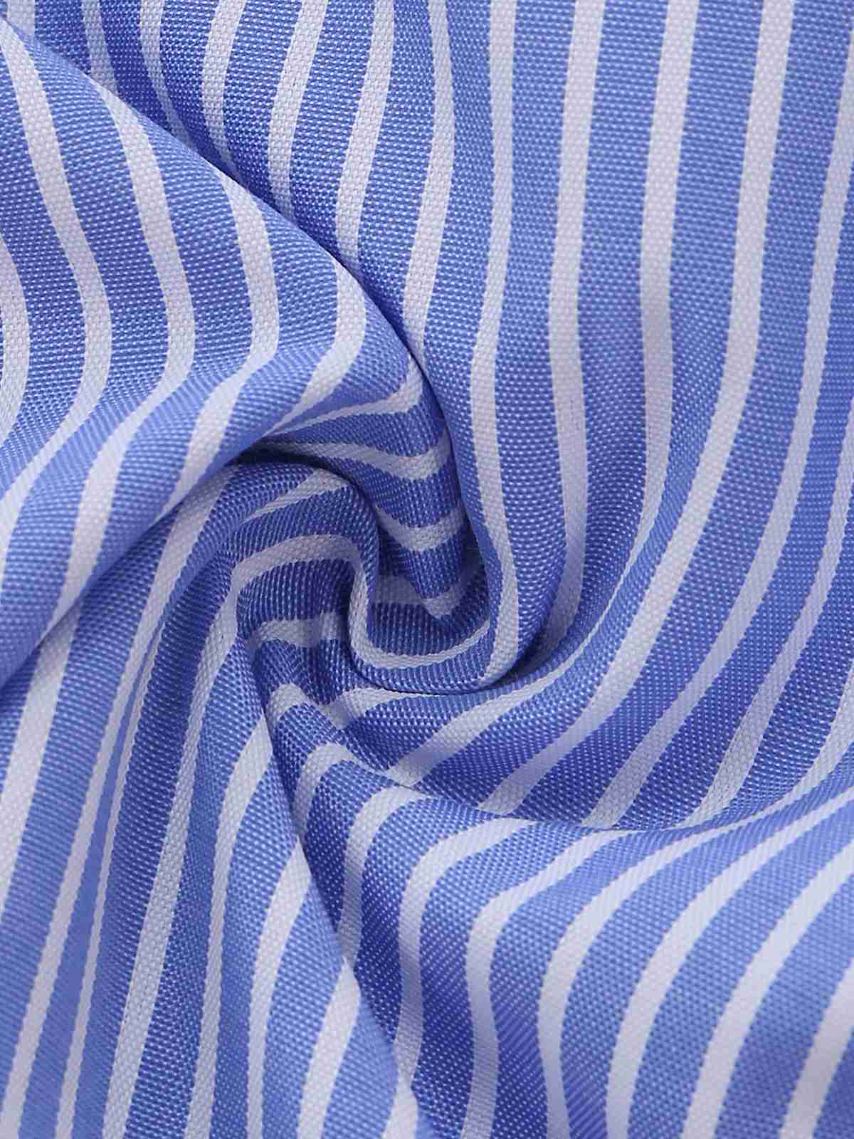Blue 1960s Striped Buttons Spaghetti Strap A-Line Dress - Image 7