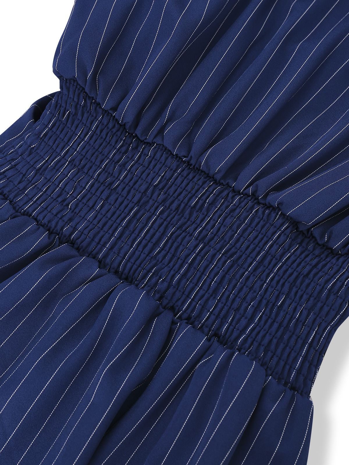 Blue 1960s V-Neck Wrap Striped Shirt Dress - Image 7