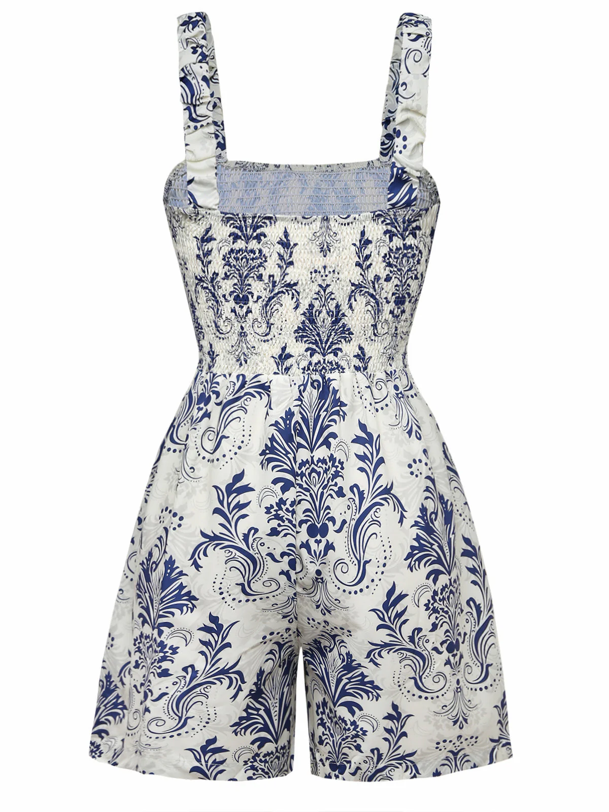 Blue 1970s Baroque Smocked Suspender Romper - Image 3
