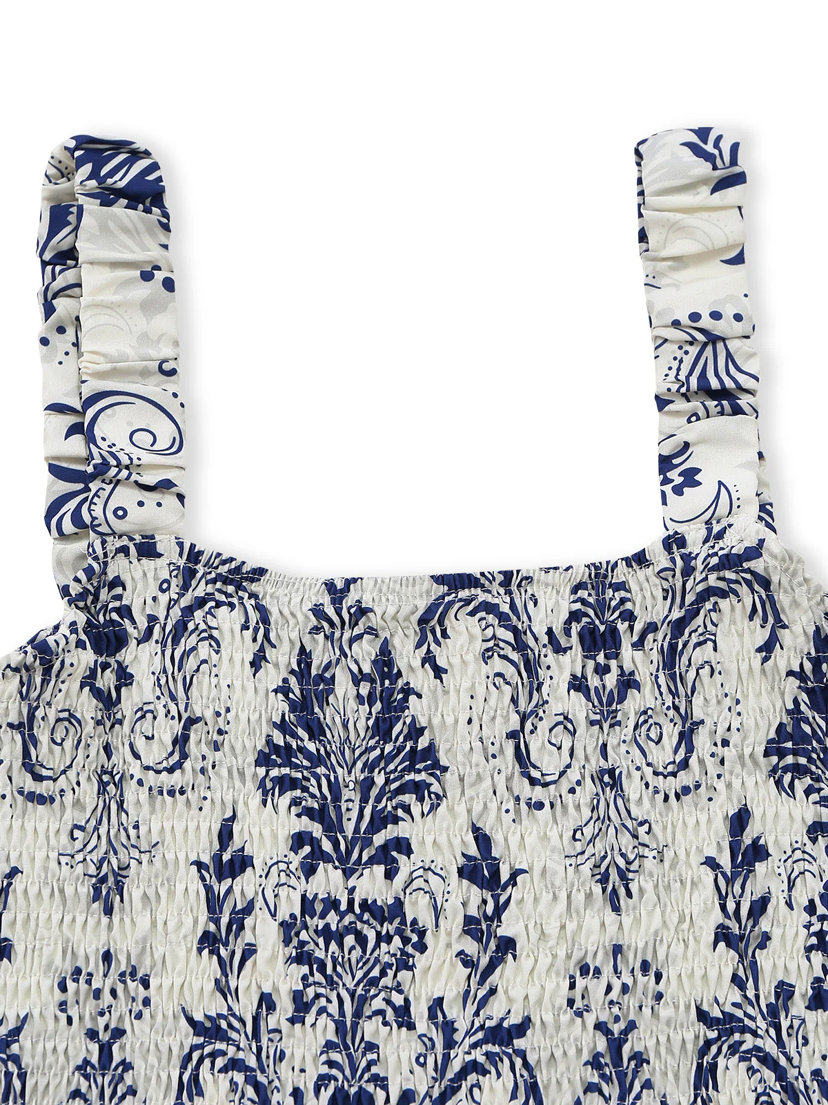 Blue 1970s Baroque Smocked Suspender Romper - Image 4