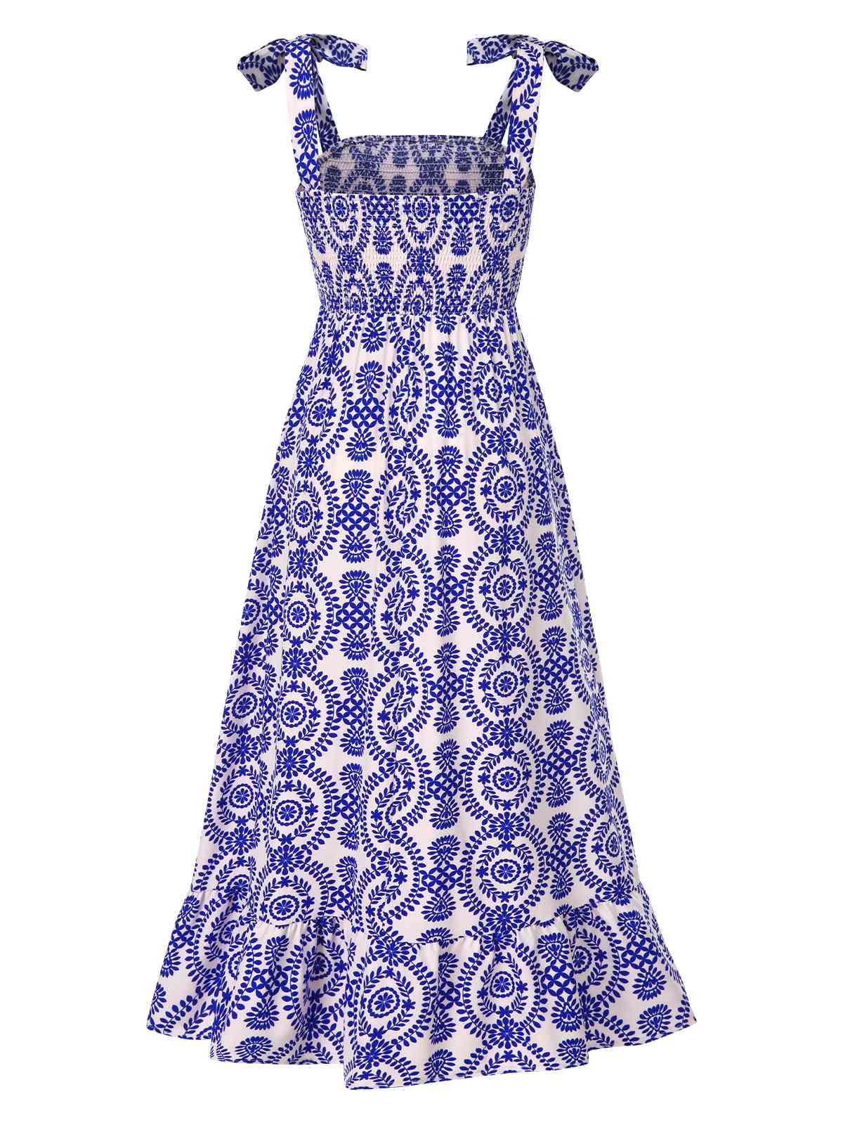 Blue 1970s Bohemian Straps Print Sleeveless Dress - Image 2