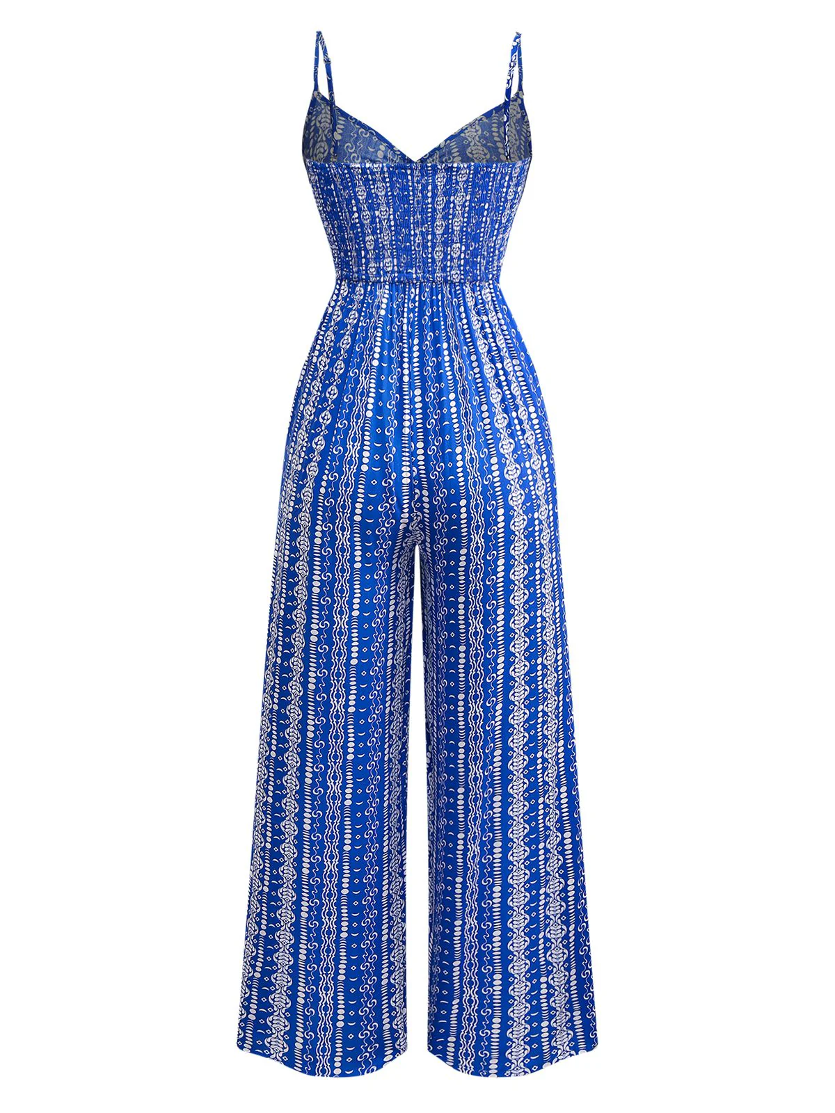 Blue 1970s Boho Style Suspender Jumpsuit - Image 2