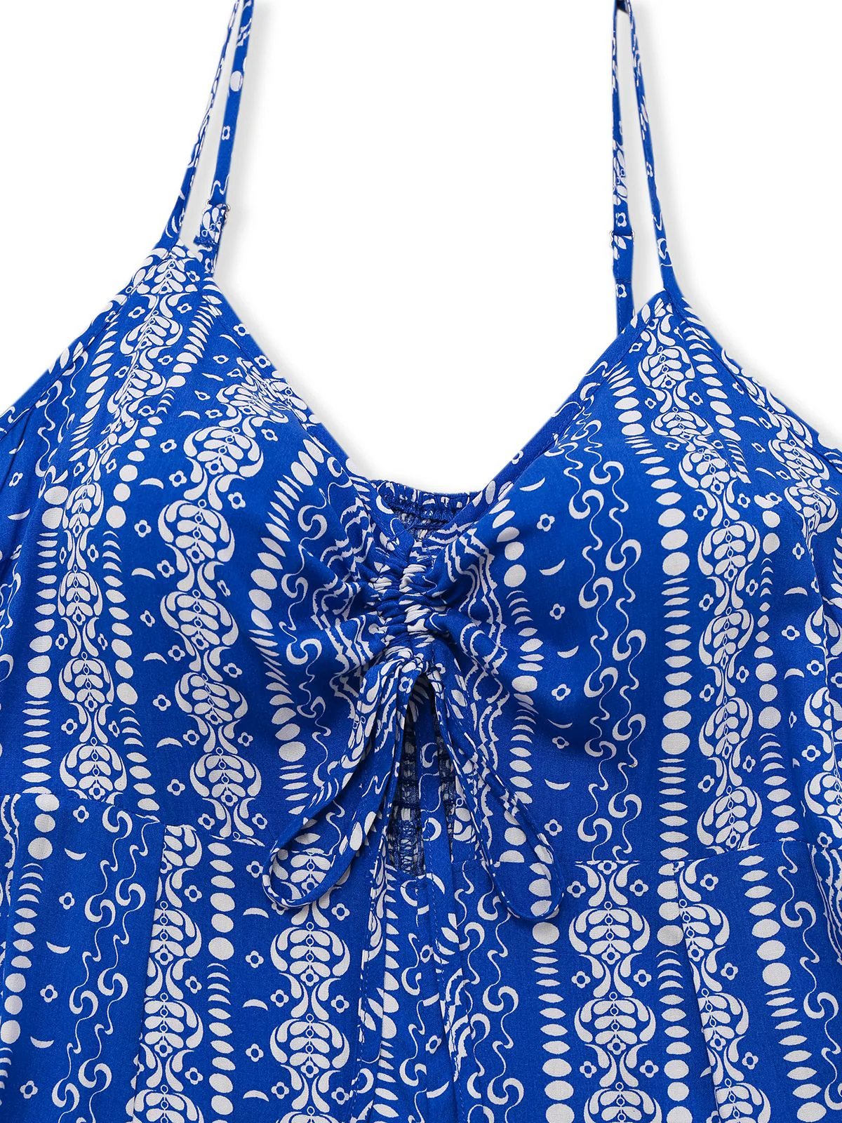 Blue 1970s Boho Style Suspender Jumpsuit - Image 3