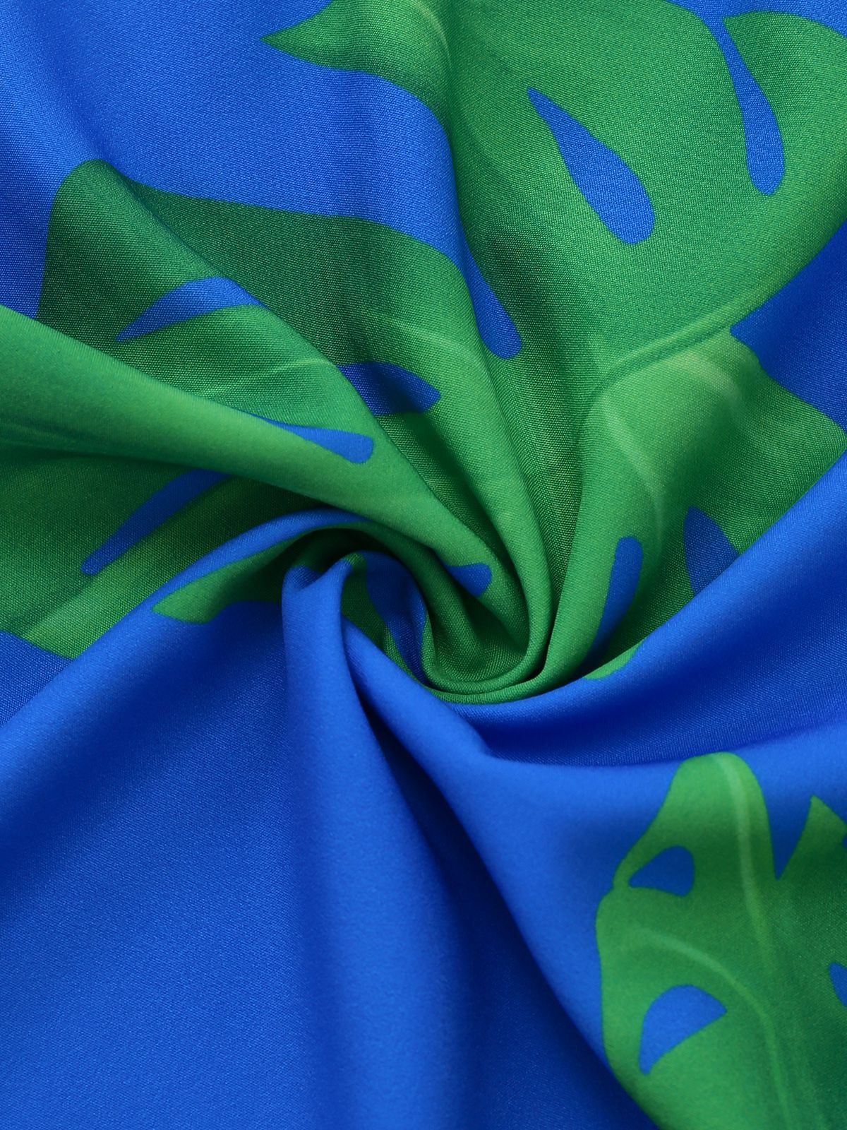 Blue 1970s Boho V-Neck Tropical Palm Leaf Jumpsuit - Image 3
