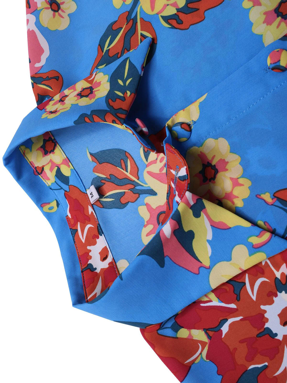 Blue 1970s Contrast Floral Bishop Sleeve Blouse - Image 6