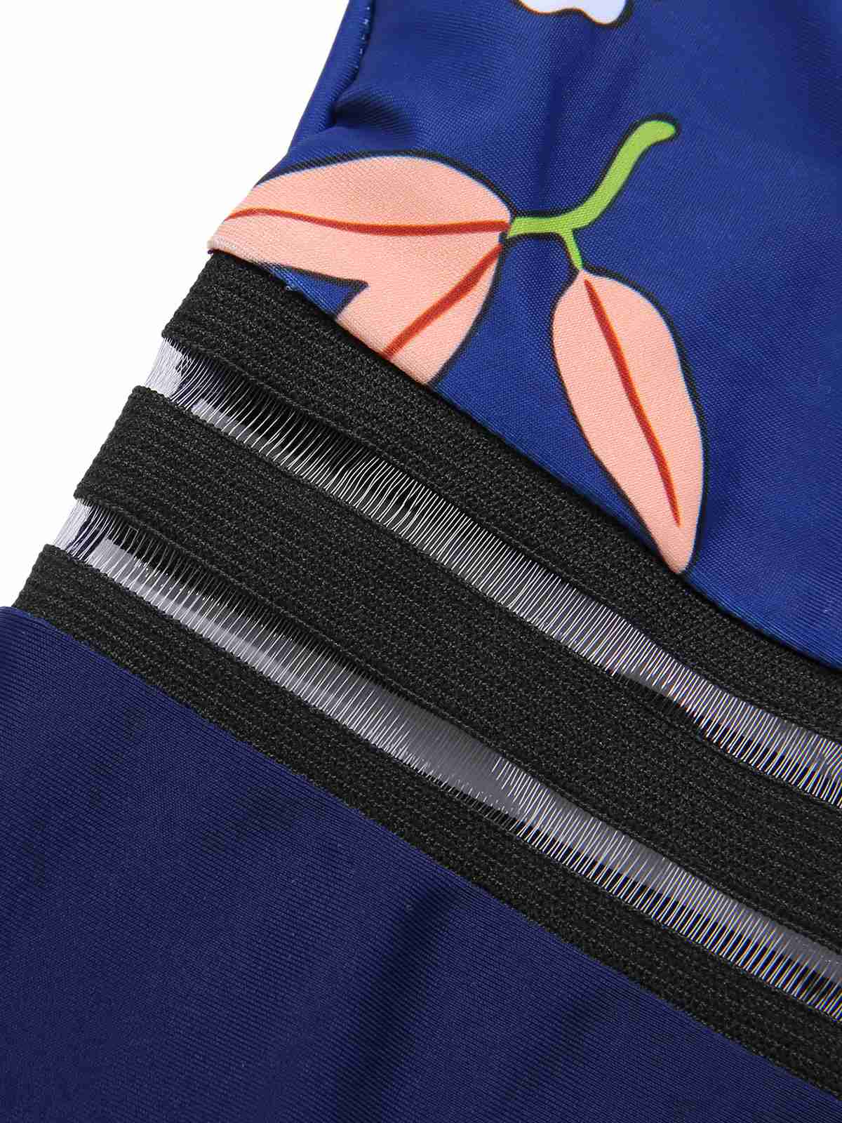 Blue 1970s Flowers Patchwork One-Piece Swimsuit - Image 4