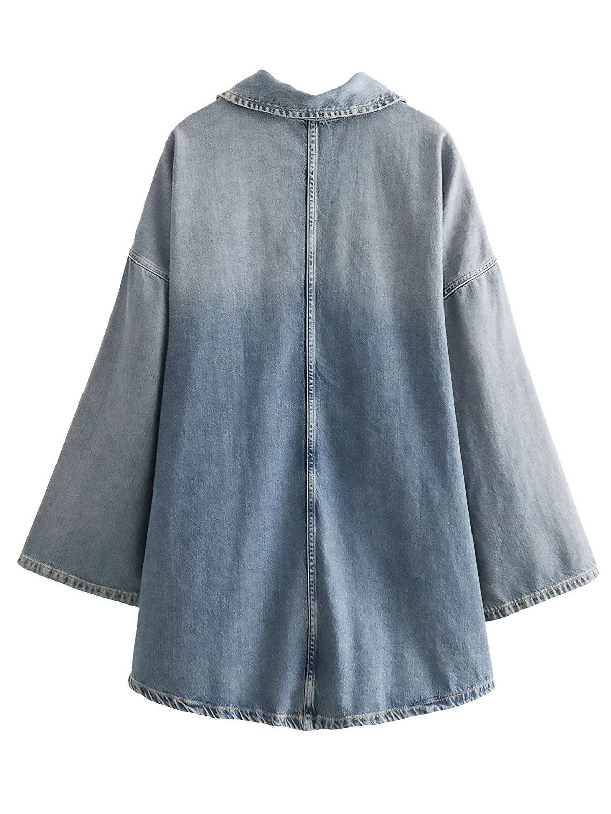 Blue 1970s Loose Lapel Denim Dress - Image 2
