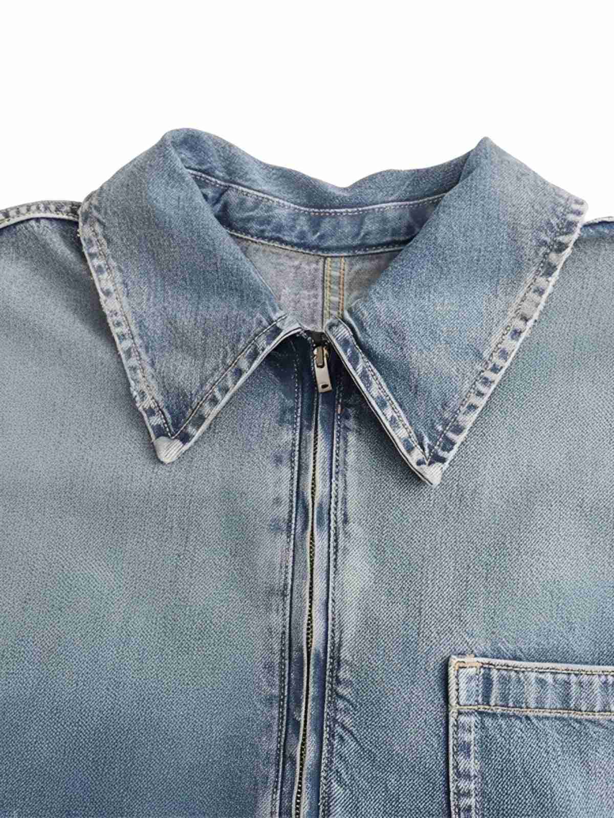Blue 1970s Loose Lapel Denim Dress - Image 3