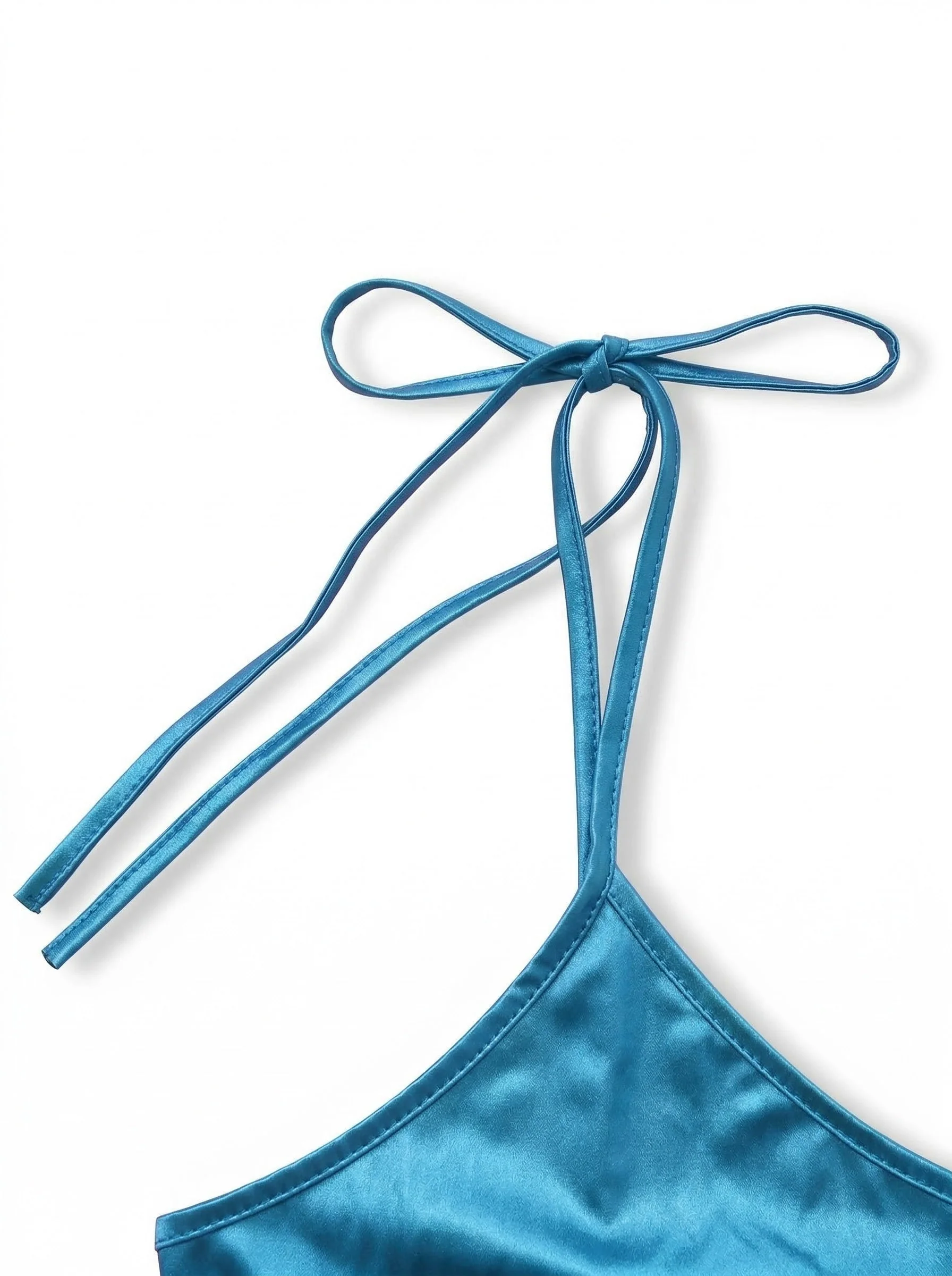 Blue 1970s Patent Leather Spaghetti Strap Mini Dress - Image 3