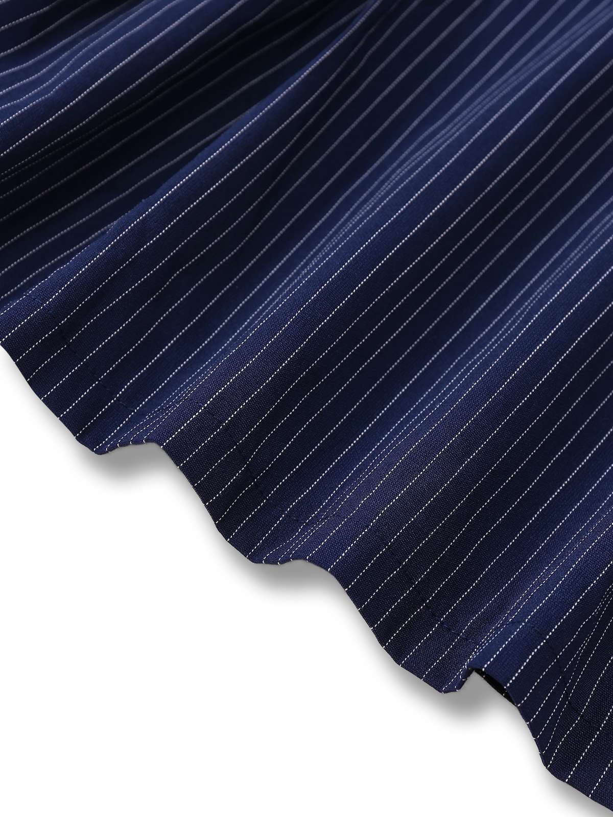[Pre-Sale] Blue 1970s Pinstripe Pleated Shirt Collar Dress - Image 9