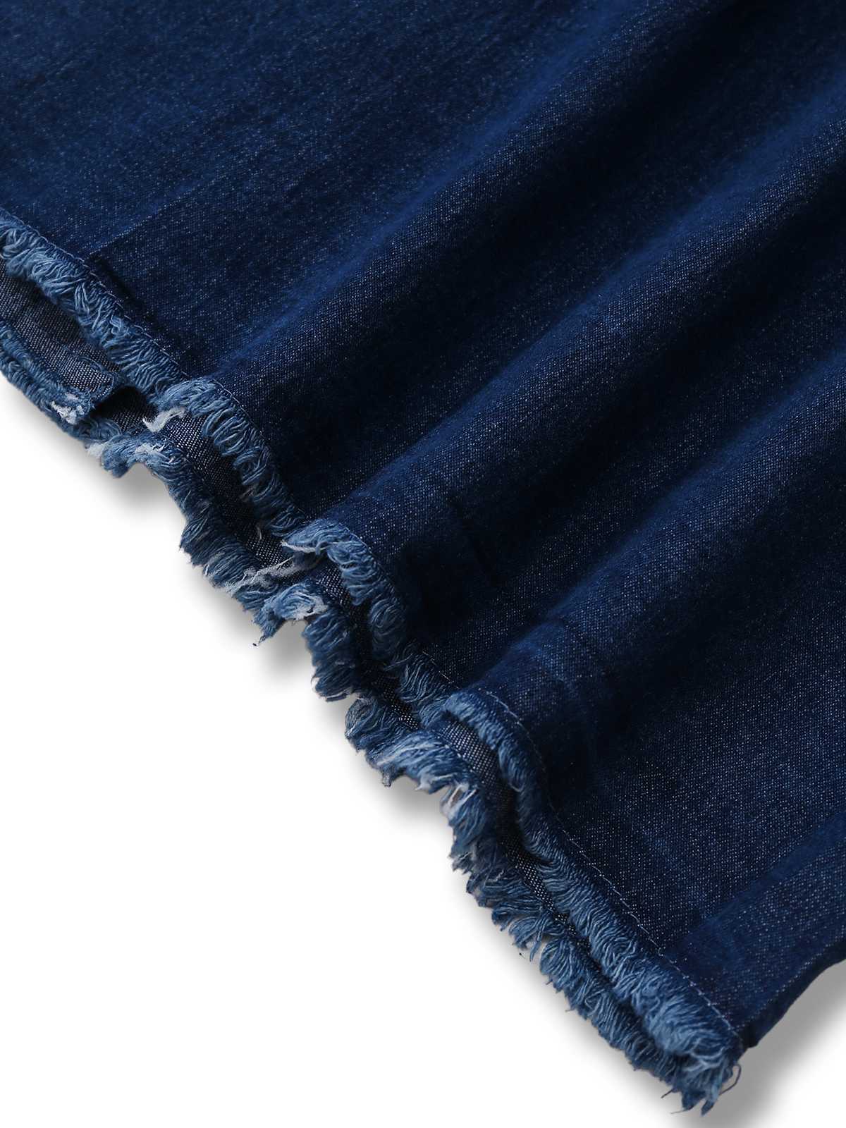Blue 1970s Pockets Sleeveless A-Line Denim Dress - Image 5