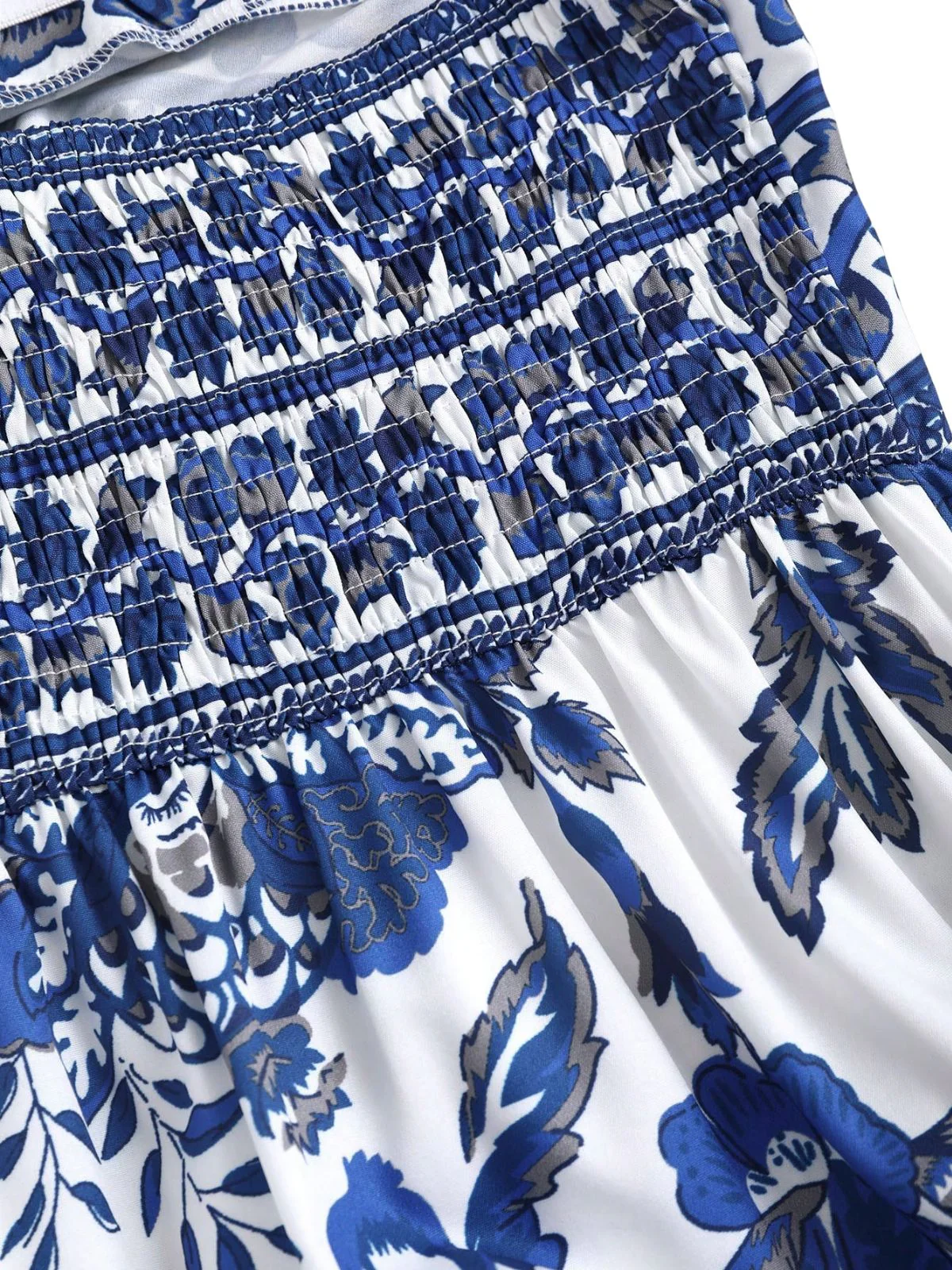 Blue 1970s Porcelain Boho Halter Bind Dress - Image 5