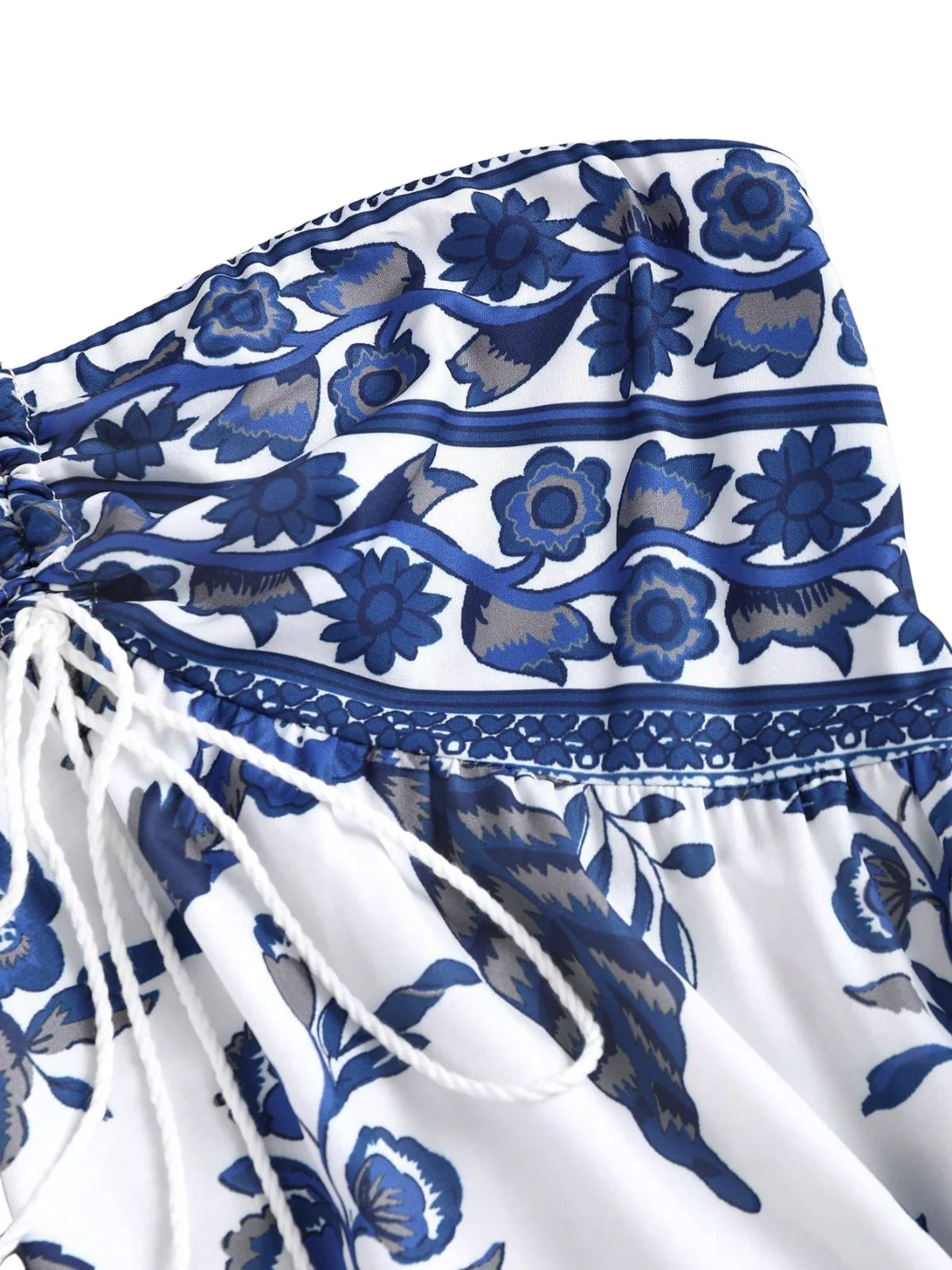 Blue 1970s Porcelain Boho Halter Bind Dress - Image 6