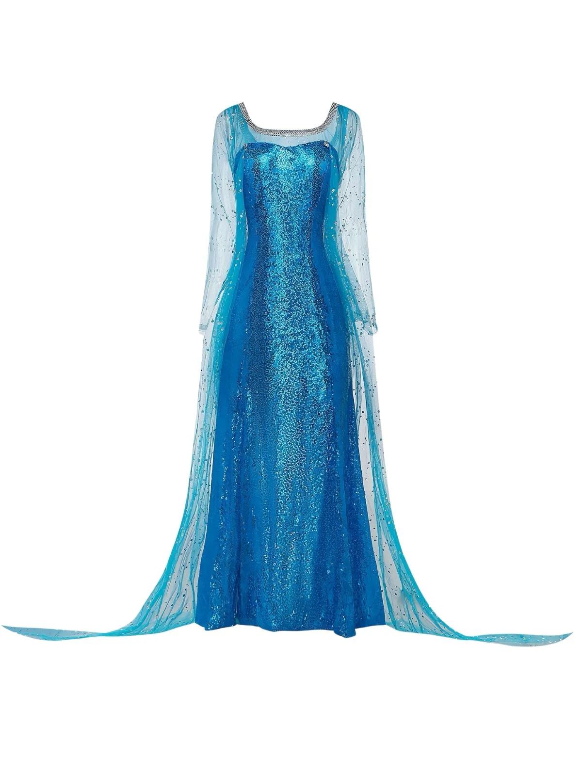 Blue 1970s Solid Sequined Elsa Cape & Dress - Image 3