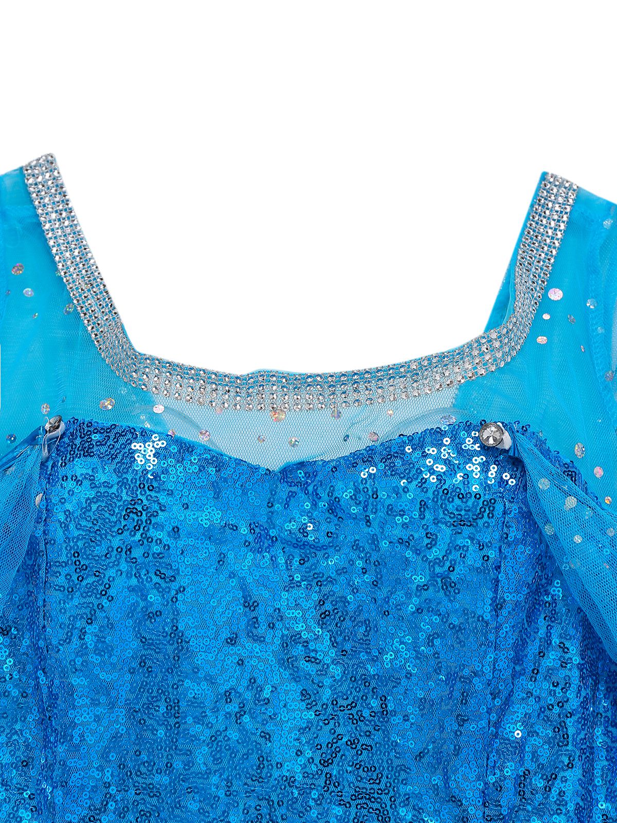 Blue 1970s Solid Sequined Elsa Cape & Dress - Image 4